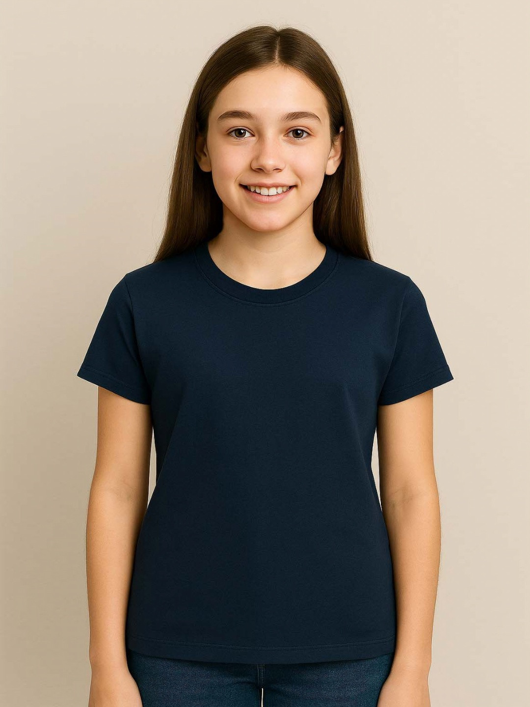 SINI MINI Girls Round Neck Short Sleeves T-shirt