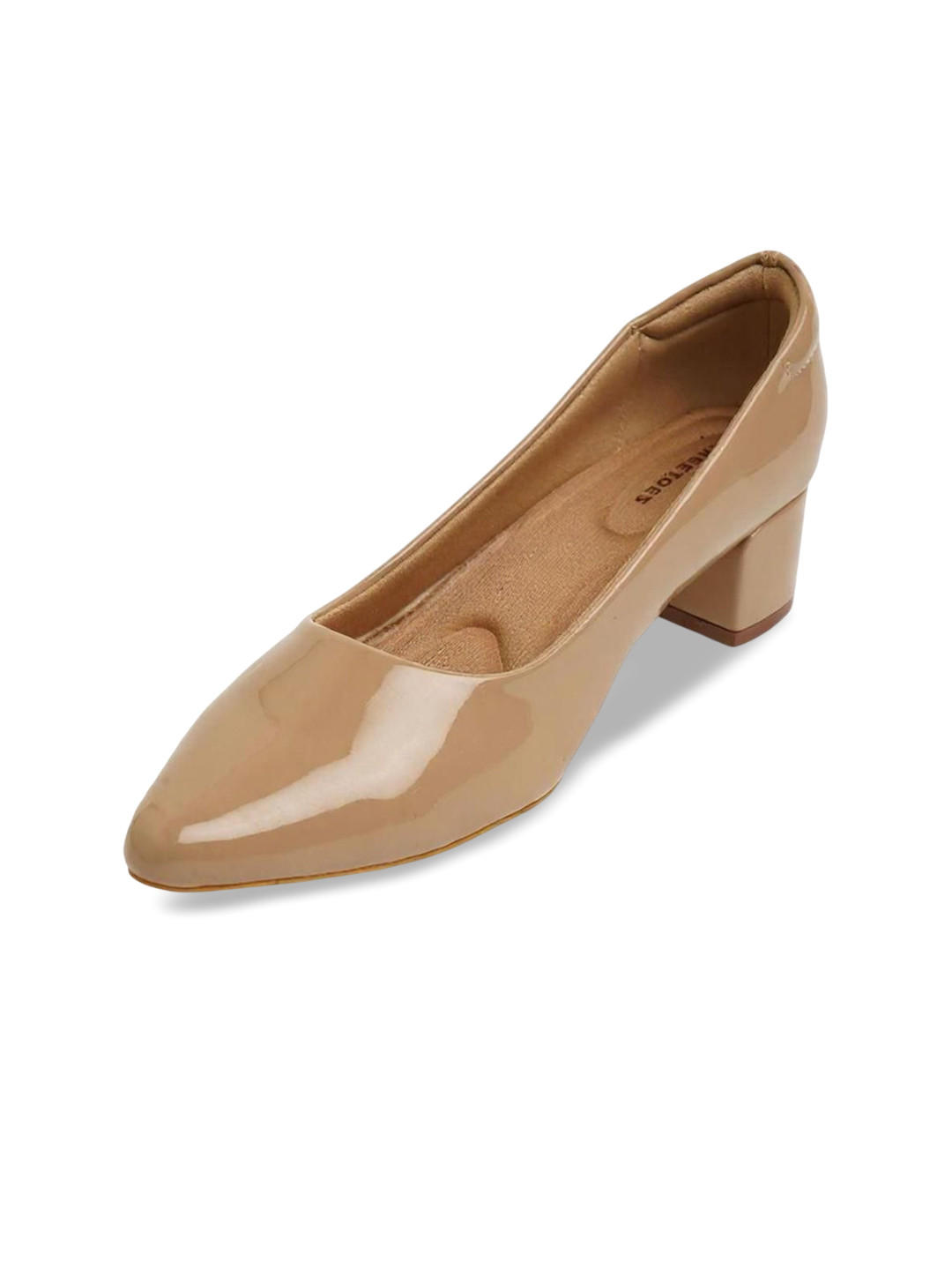 KNEETOES Women Patent Leather Block Heel Pumps