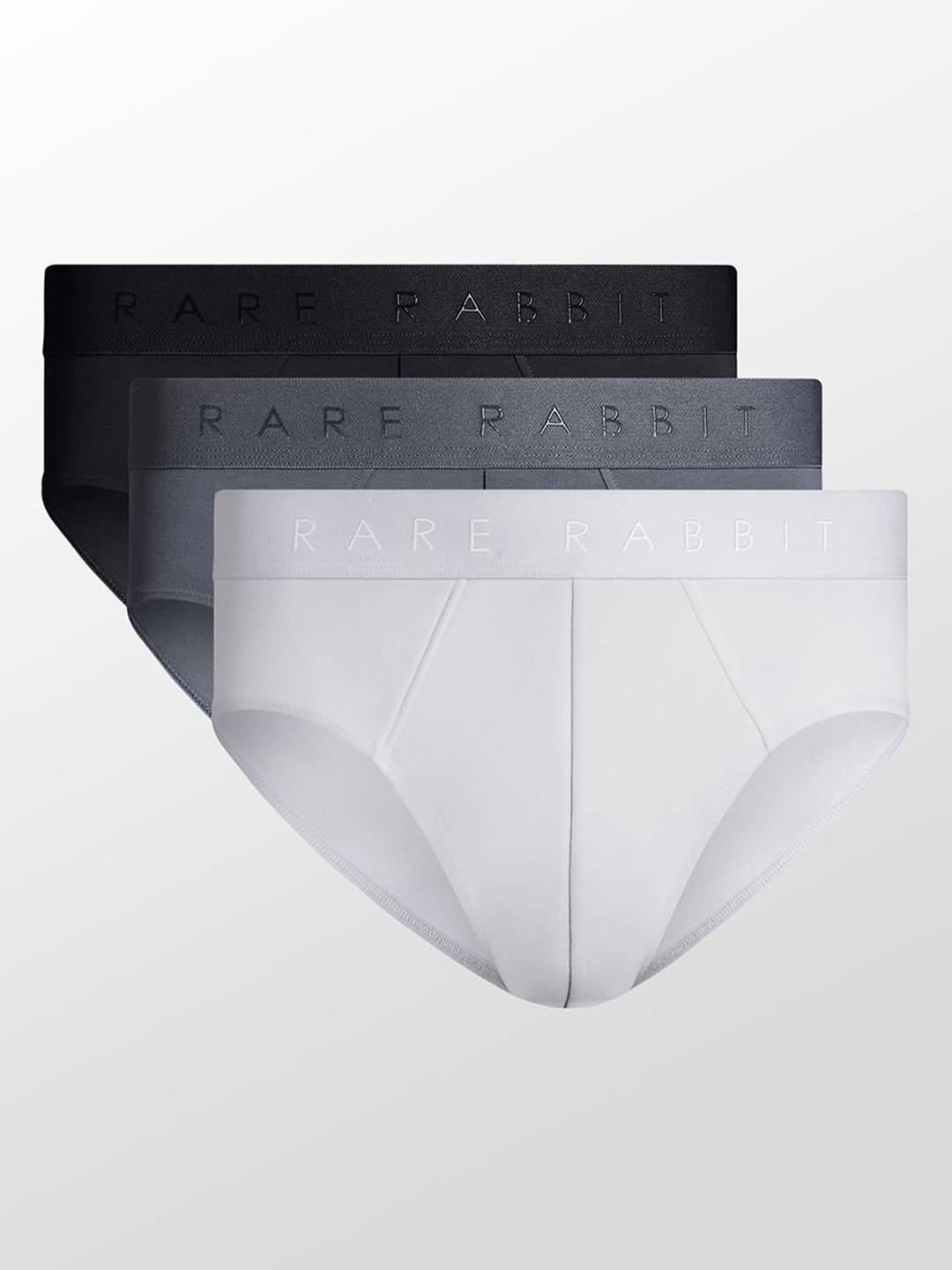 RARE RABBIT Pack Of 3 Near Primary Cotton Basic Briefs NEAR PRIMARY BLACK/WHITE/GREY