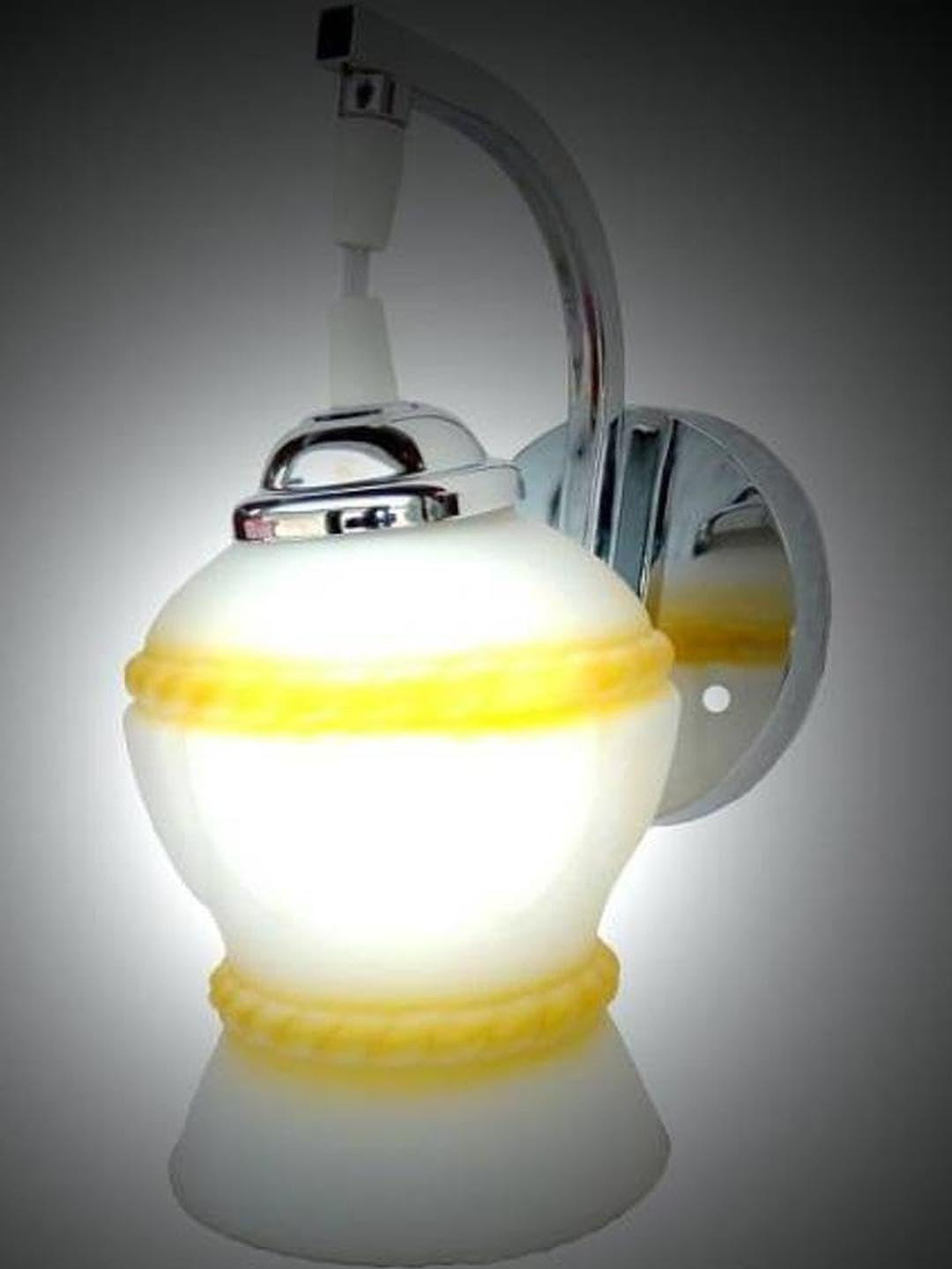 Somil Premium Designer Glass  Wall / Night  Lamp  Elegant  & Stylish Dcor Accent for Modern Interiors, color, Yellow, White, Size:- 19.5 X 23.5 X 27.5 CM