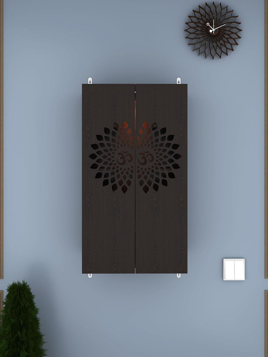 ANIKAA Brown Engineered Wooden Wall Mount Home Temple
