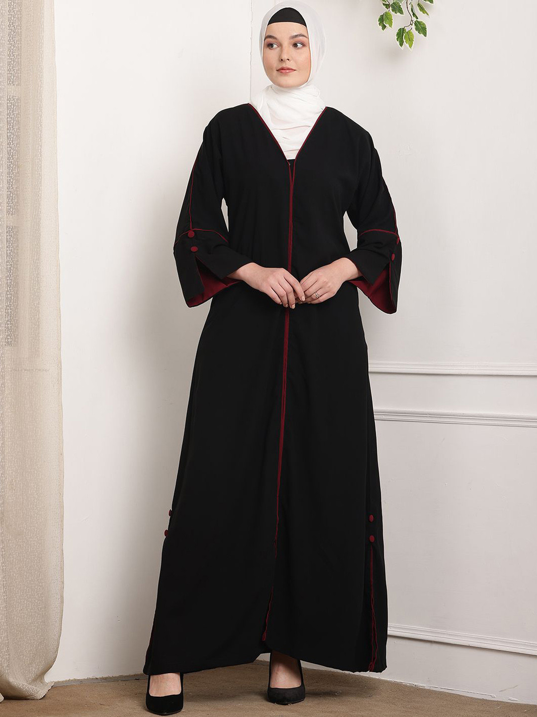 Tawakkul Clothes V-Neck Front Open Abaya Burqa