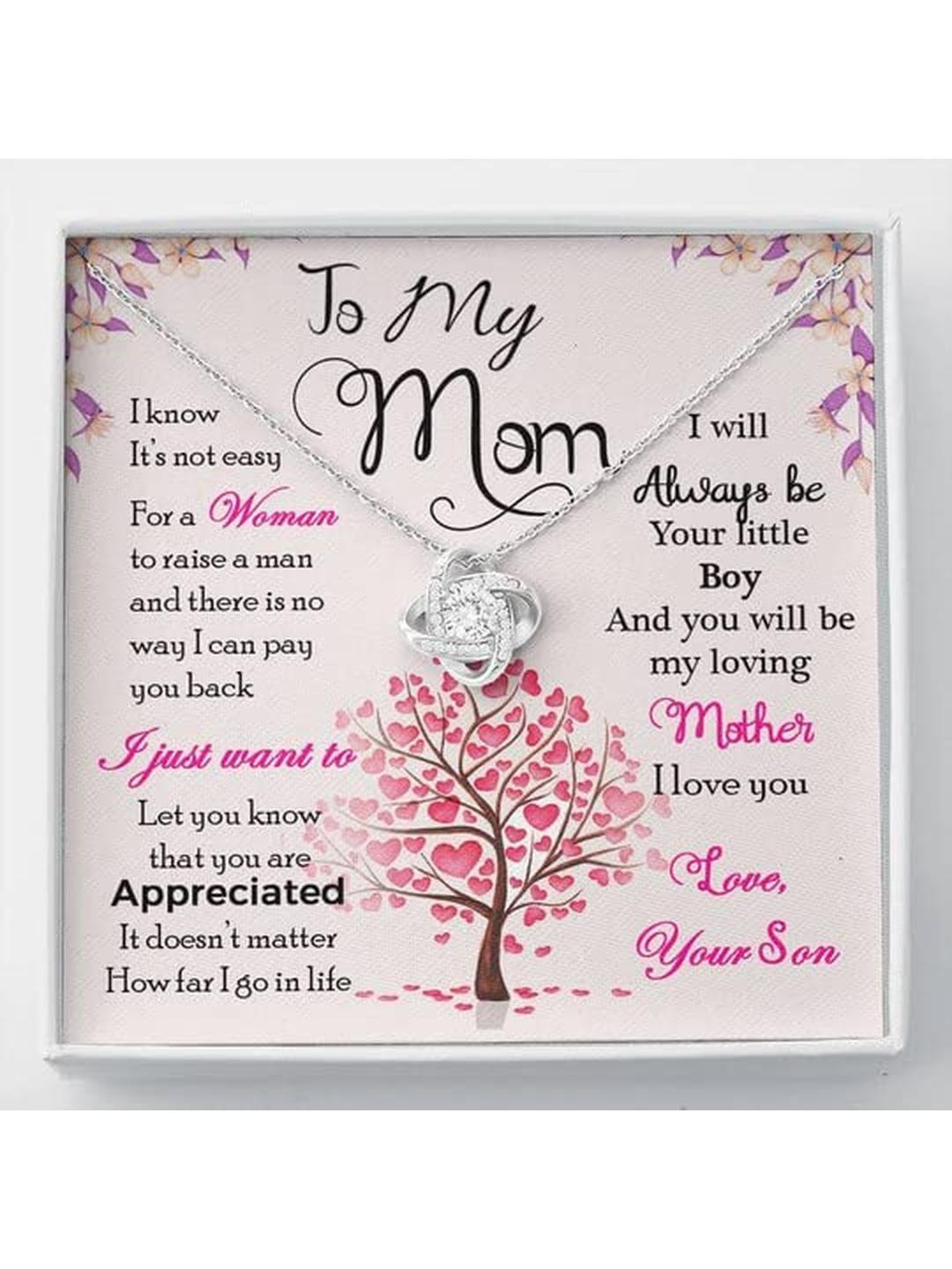 Sterling Silver Gift MOM NECKLACE, LET YOU KNOW THAT YOU RE APPRECIATED LOVE KNOT NECKLACE GIFT FOR