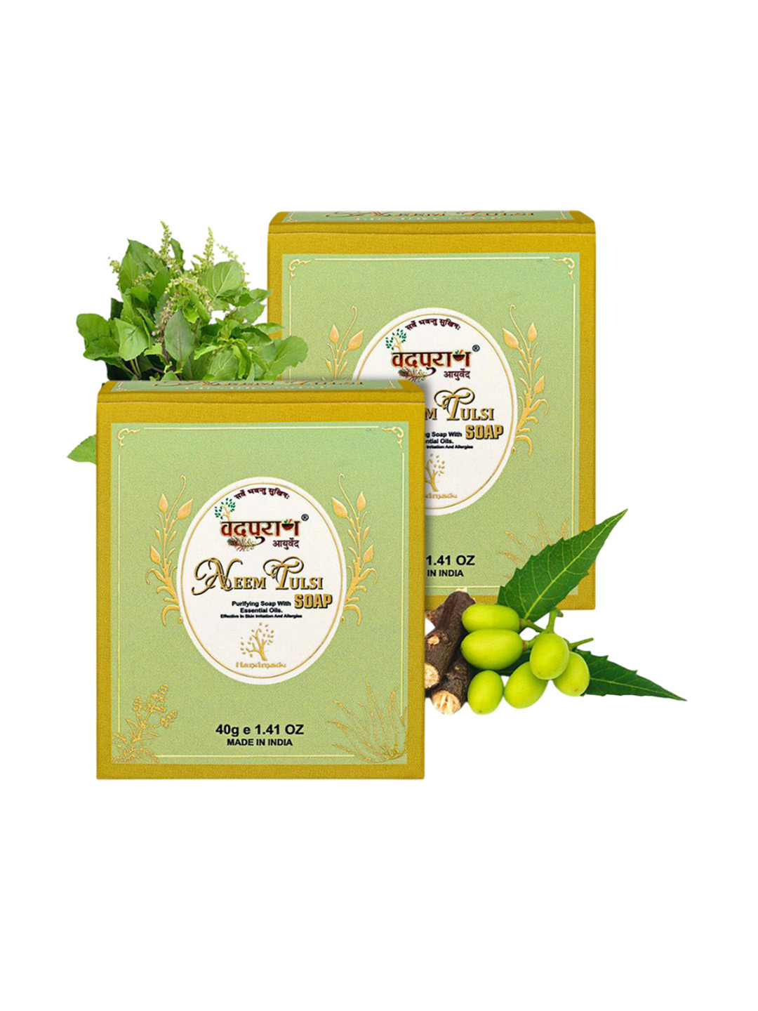 VEDPURAN Set Of 2 Neem Tulsi Soap - 40 g Each