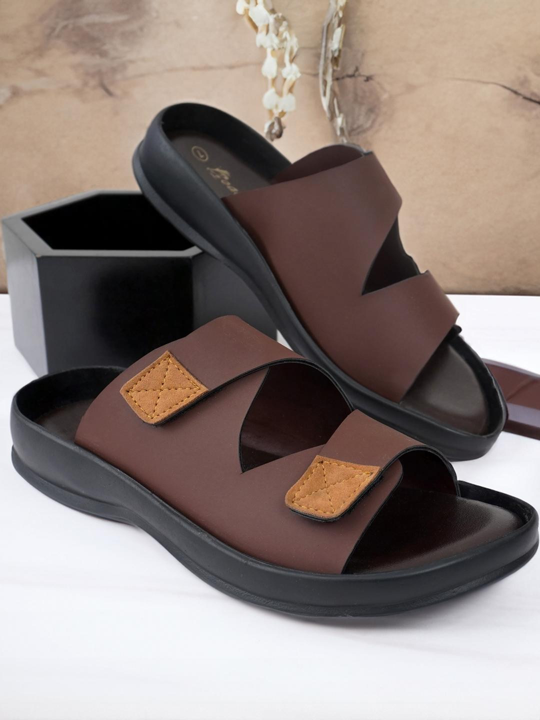 REAL BLISS FOOTWEAR Men Brown Synthetic Flip Flops