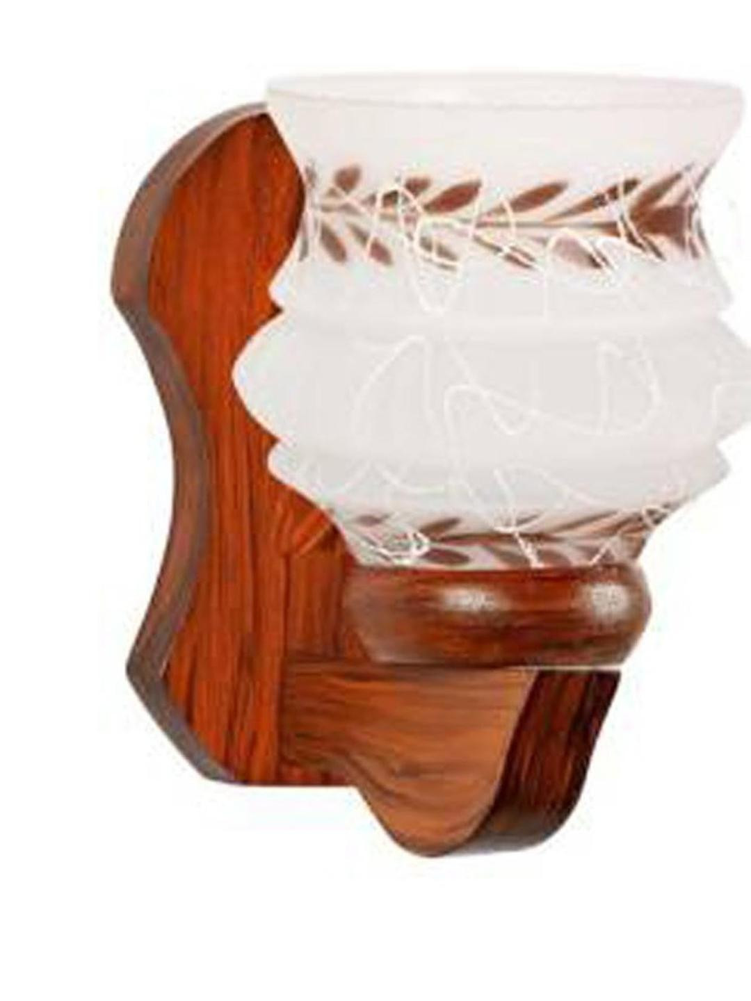 Somil Premium Designer Glass  Wall / Night  Lamp  Elegant  & Stylish Dcor Accent for Modern Interiors, color, Brown, White, Size:- 20.5 X 26.5 X 31 CM