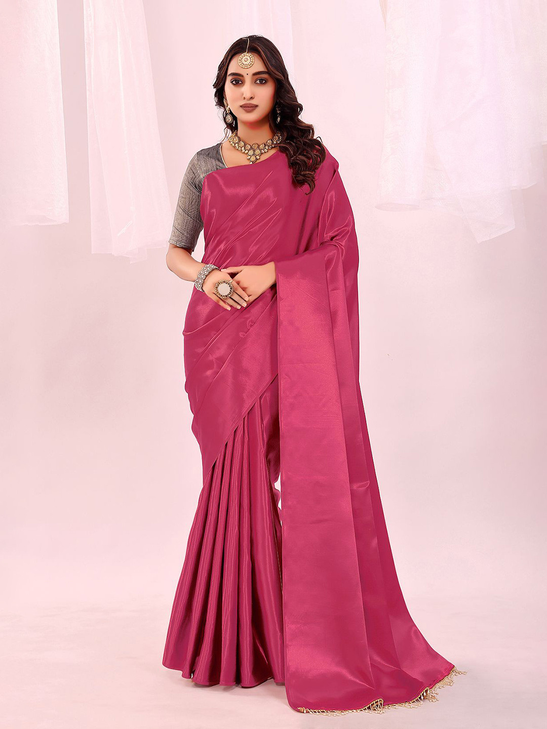Florence Satin Embellished Lace Border Saree