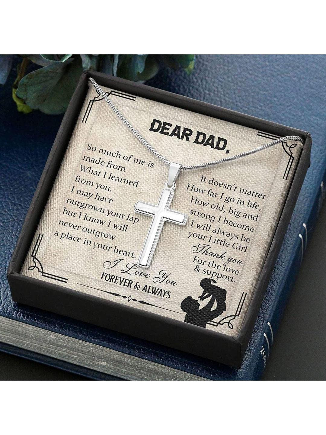 Sterling Silver Gift Dad Necklace, Dear Daddy Necklace Always Be Your Little Girl Gift For Dad