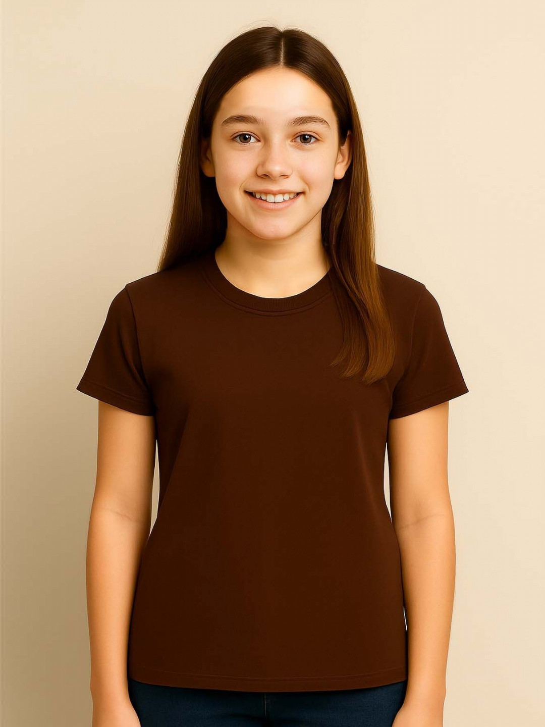 SINI MINI Girls Solid Round Neck T-shirt