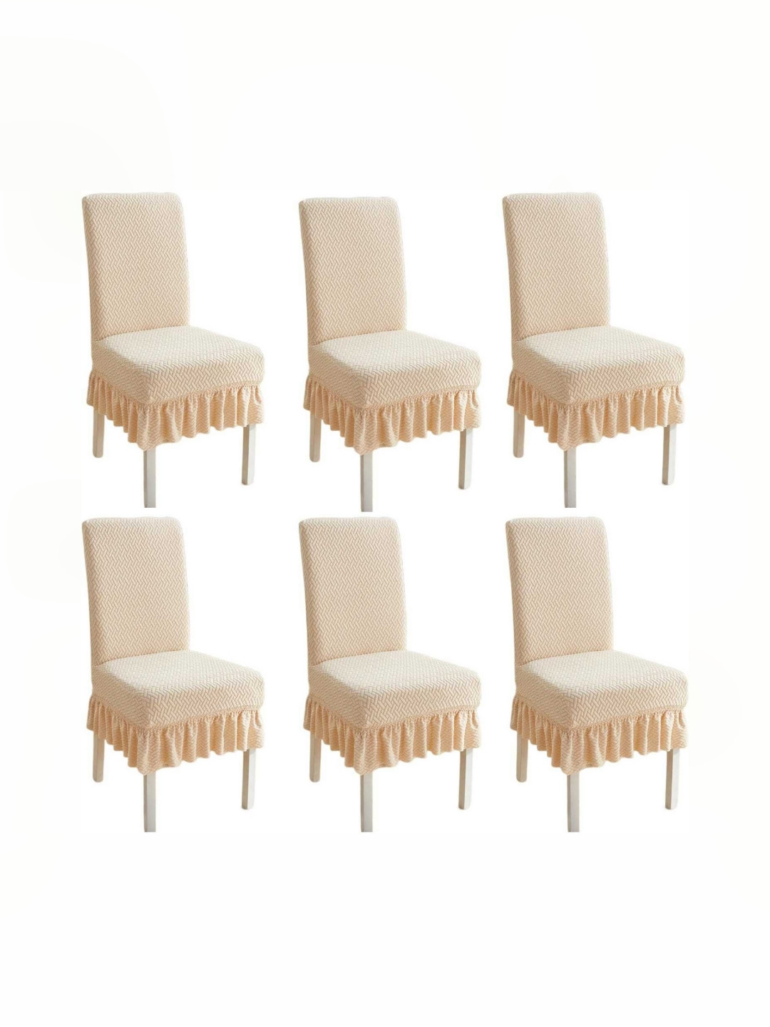 hargunz Beige 6 Pieces Textured Chair Covers