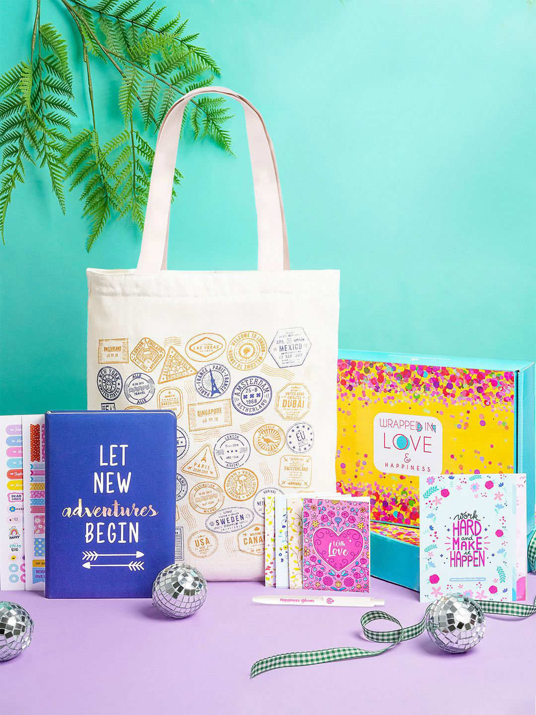 Gift Set-Doodle Self Design Notebook With Tote Bag Pen Notecards & Quote Cards Stationery
