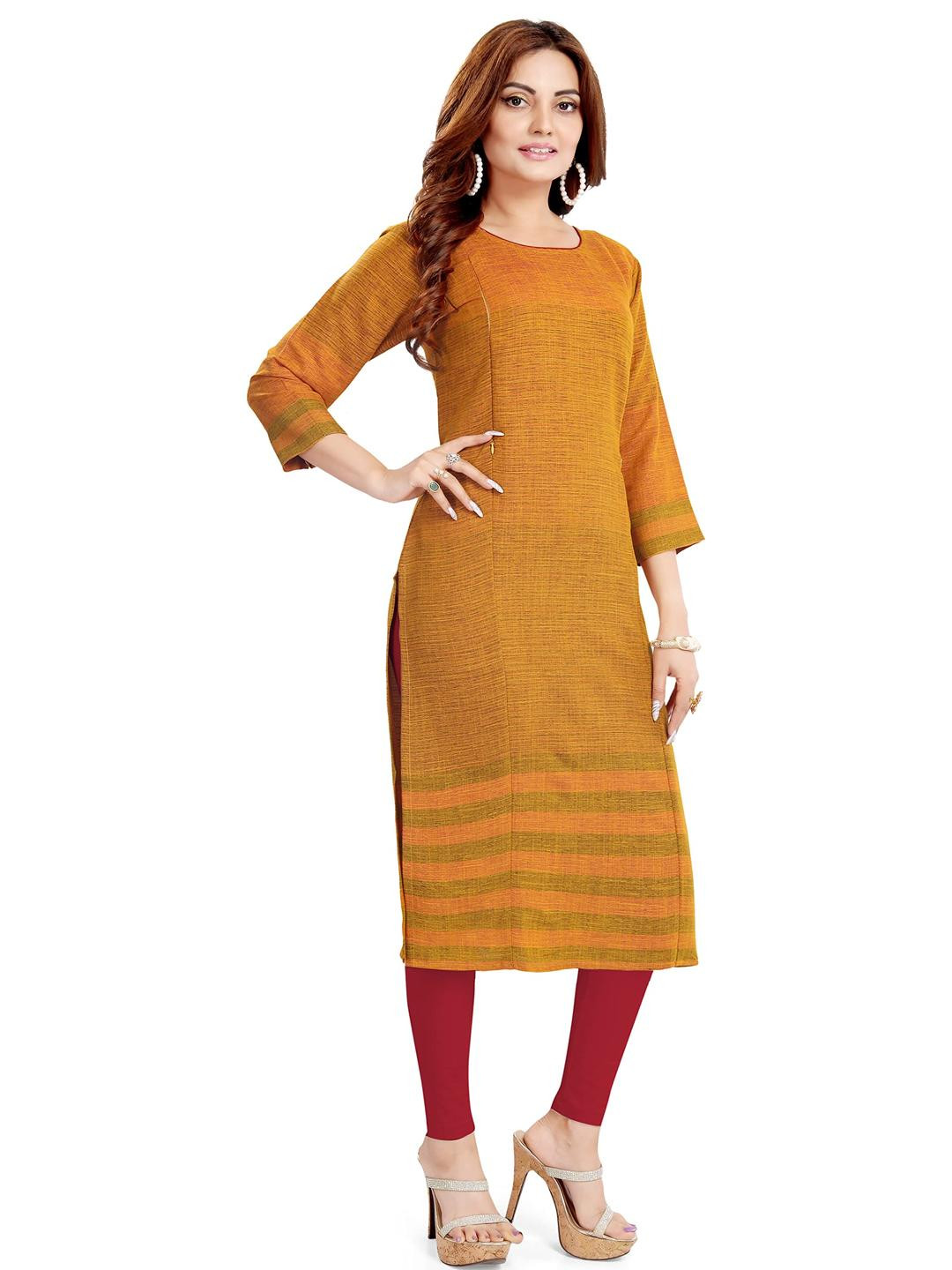 Mom&Bae Women Mustard  Kurtis