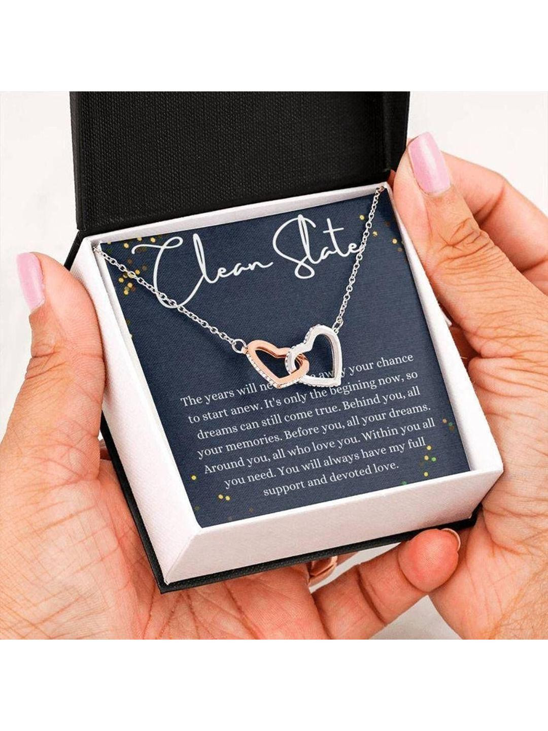 Silver Gift Clean Slate Necklace, Starting Over Gift For Her, Recovery Gift, Sobriety Gift, New Beg