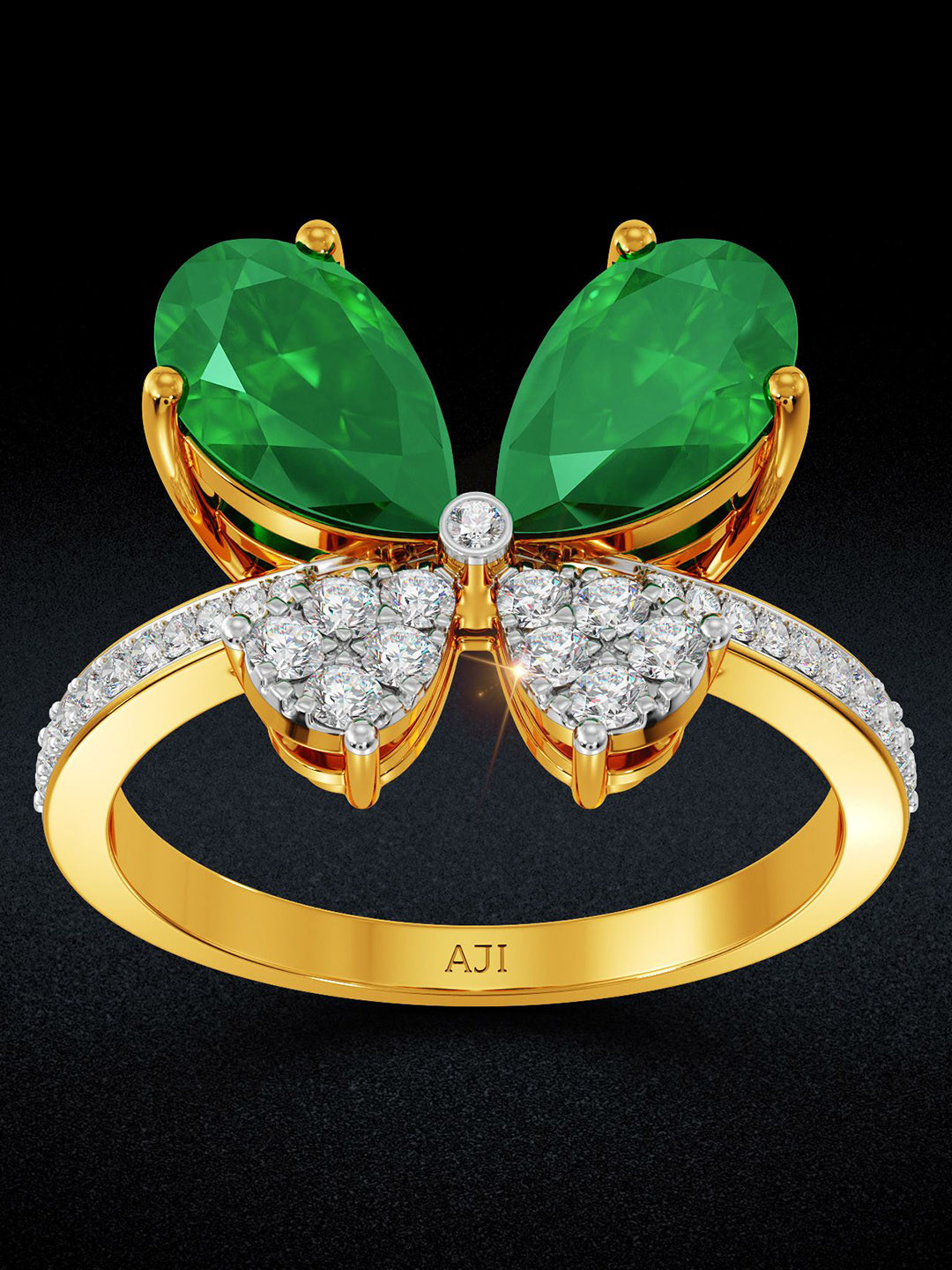 Joyalukkas Women Natures Emerald 18 Kt Gold Diamond Ring