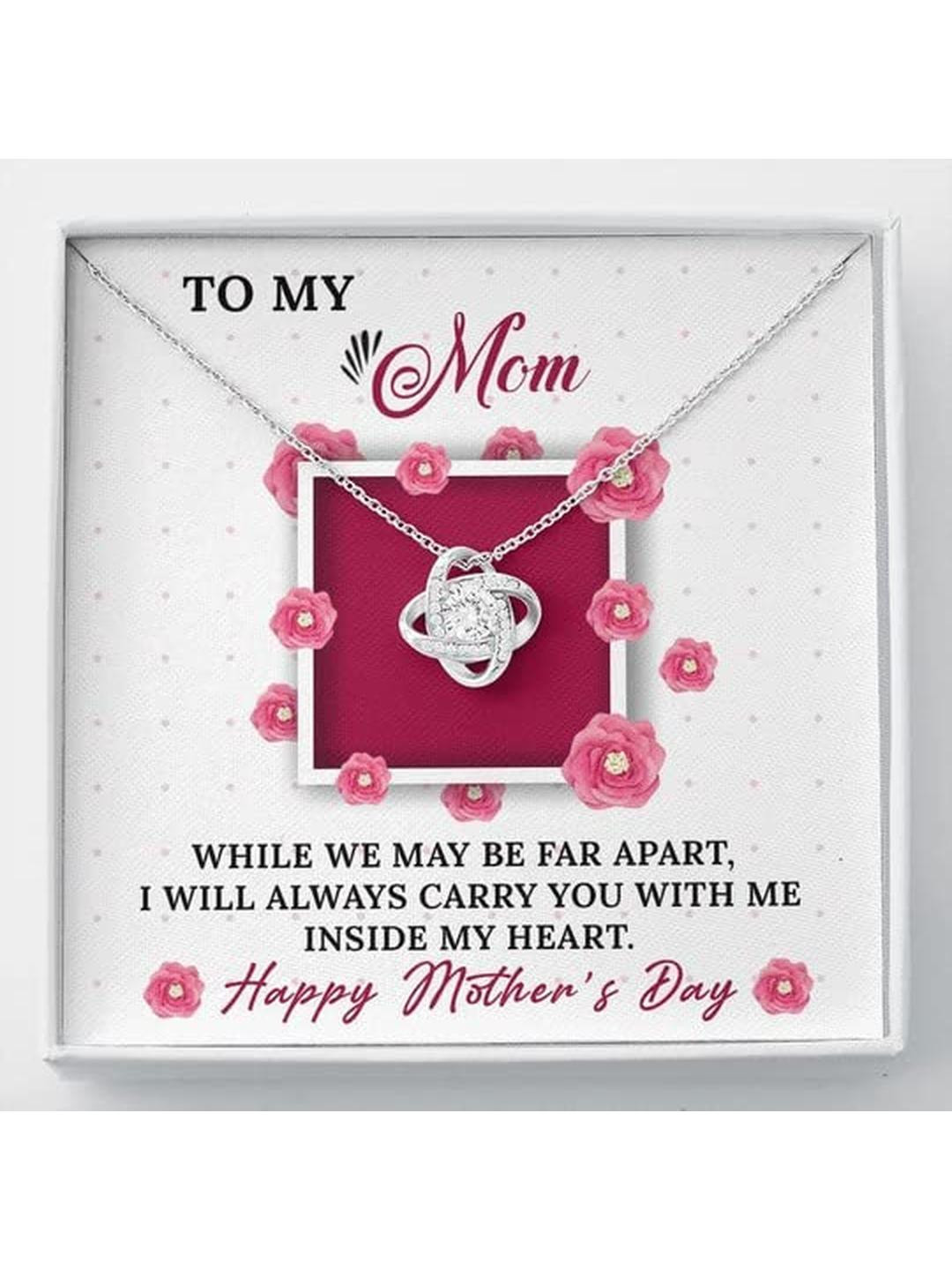 Sterling Silver Gift MOM NECKLACE, GIFT FOR MOM I WILL ALWAYS CARRY YOU WITH ME LOVE KNOT NECKLACE