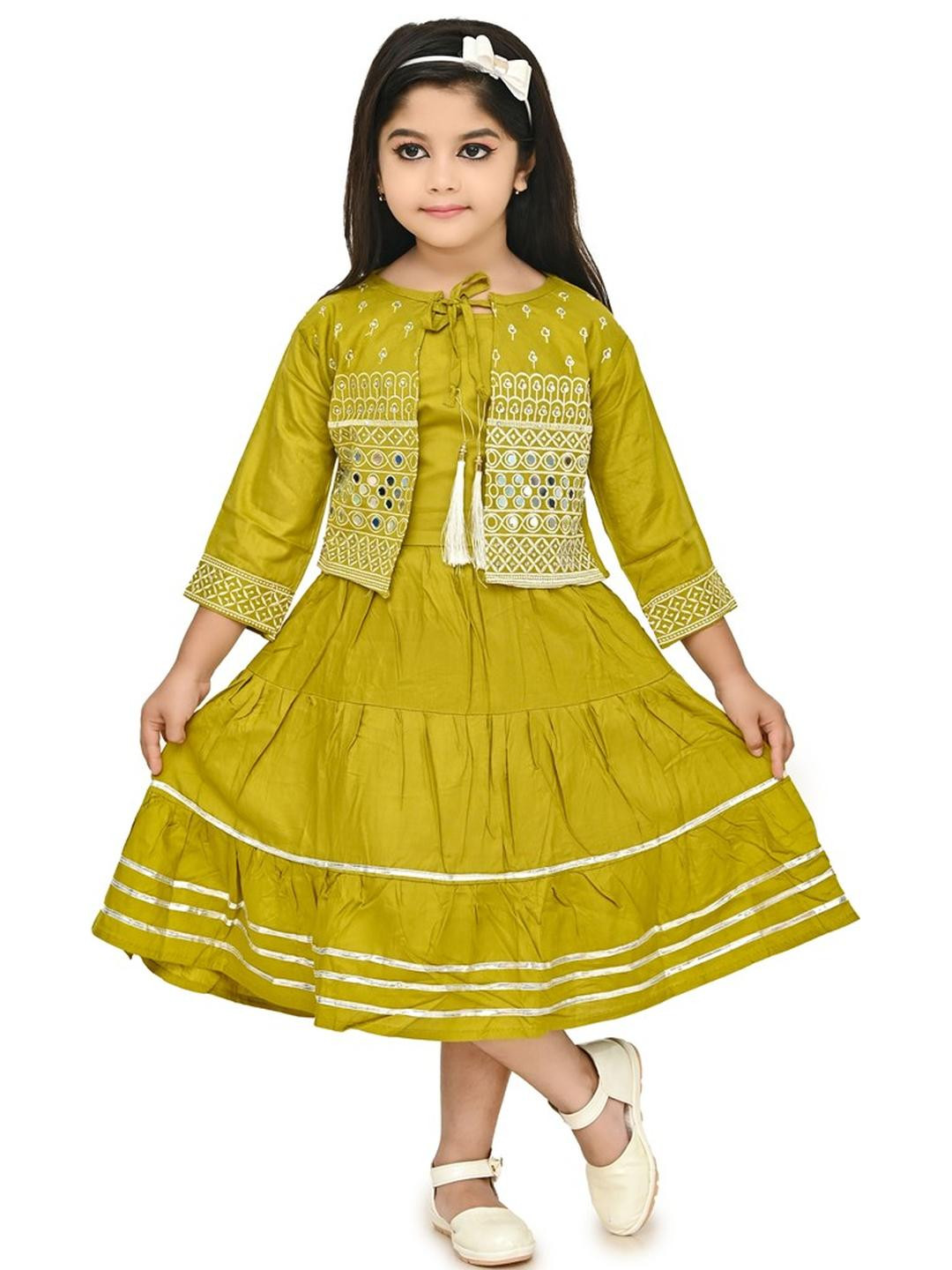 BABY HOME Girls Embroidered Fit & Flare Maxi Dress