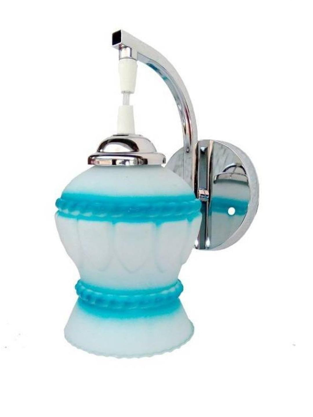 Somil Premium Designer Glass  Wall / Night  Lamp  Elegant  & Stylish Dcor Accent for Modern Interiors, color, Firozi, White, Size:- 19.5 X 23.5 X 27.5 CM