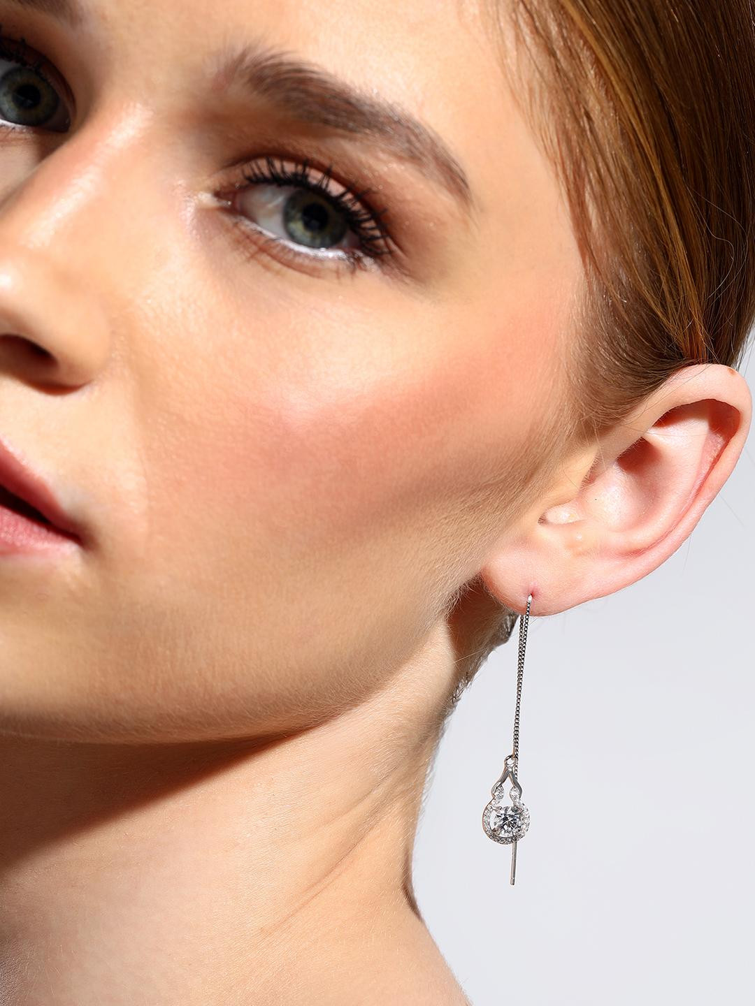 Beenth & Doneth Women Round Sterling Silver Drop Earrings