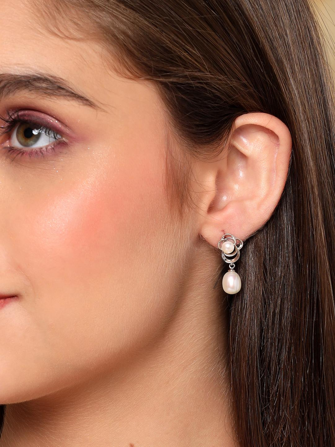 Beenth & Doneth Silver Oval Drop Earrings