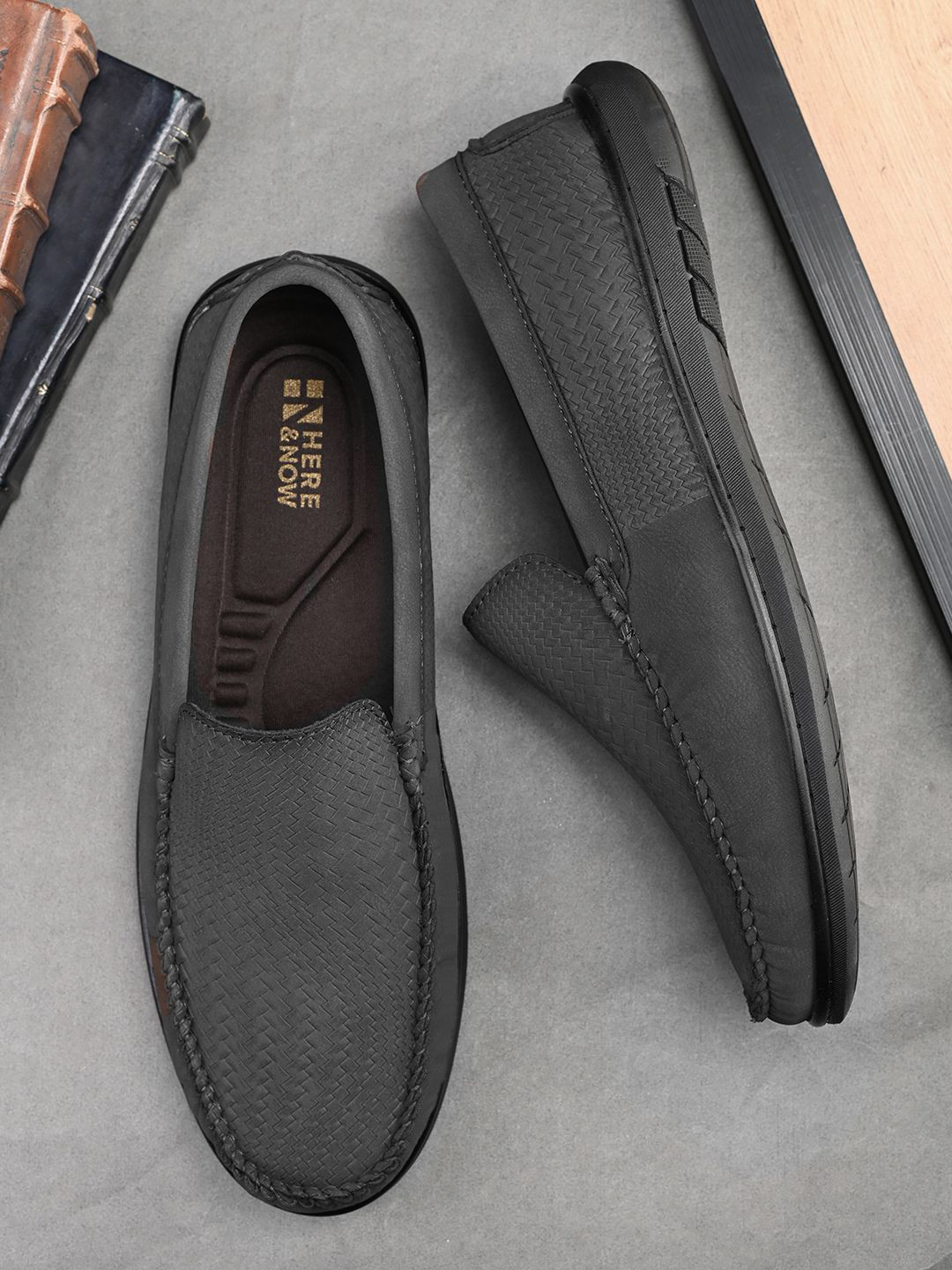 HERE&NOW Men Textured Nubuck Driving Shoes