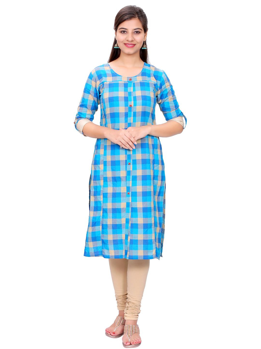 Sais Women Blue Pure Cotton Kurtis