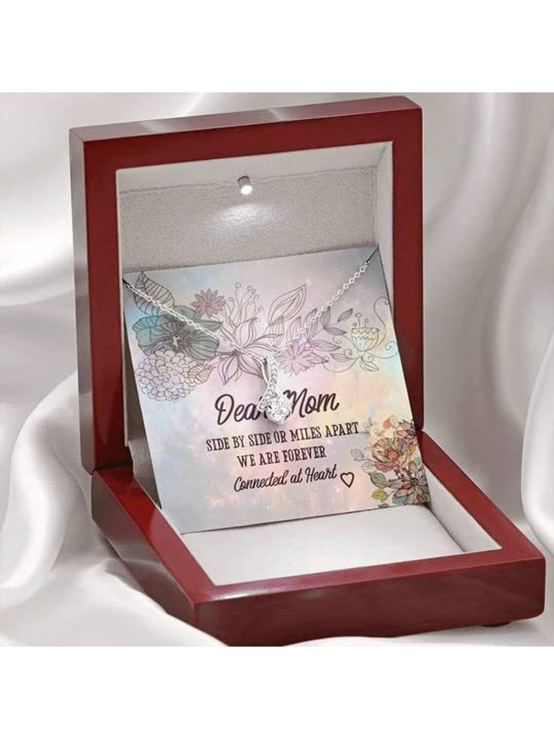 Sterling Silver Gift MOM NECKLACE, SIDE BY SIDE OR MILES APART WE ARE FOREVER ALLURING BEAUTY NECKL