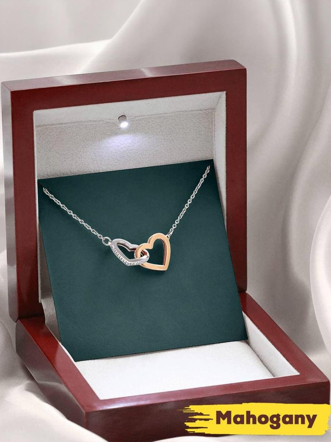 Sterling Silver Gift Wife Necklace, Interlocking Hearts To My Gorgeous Wife Necklace