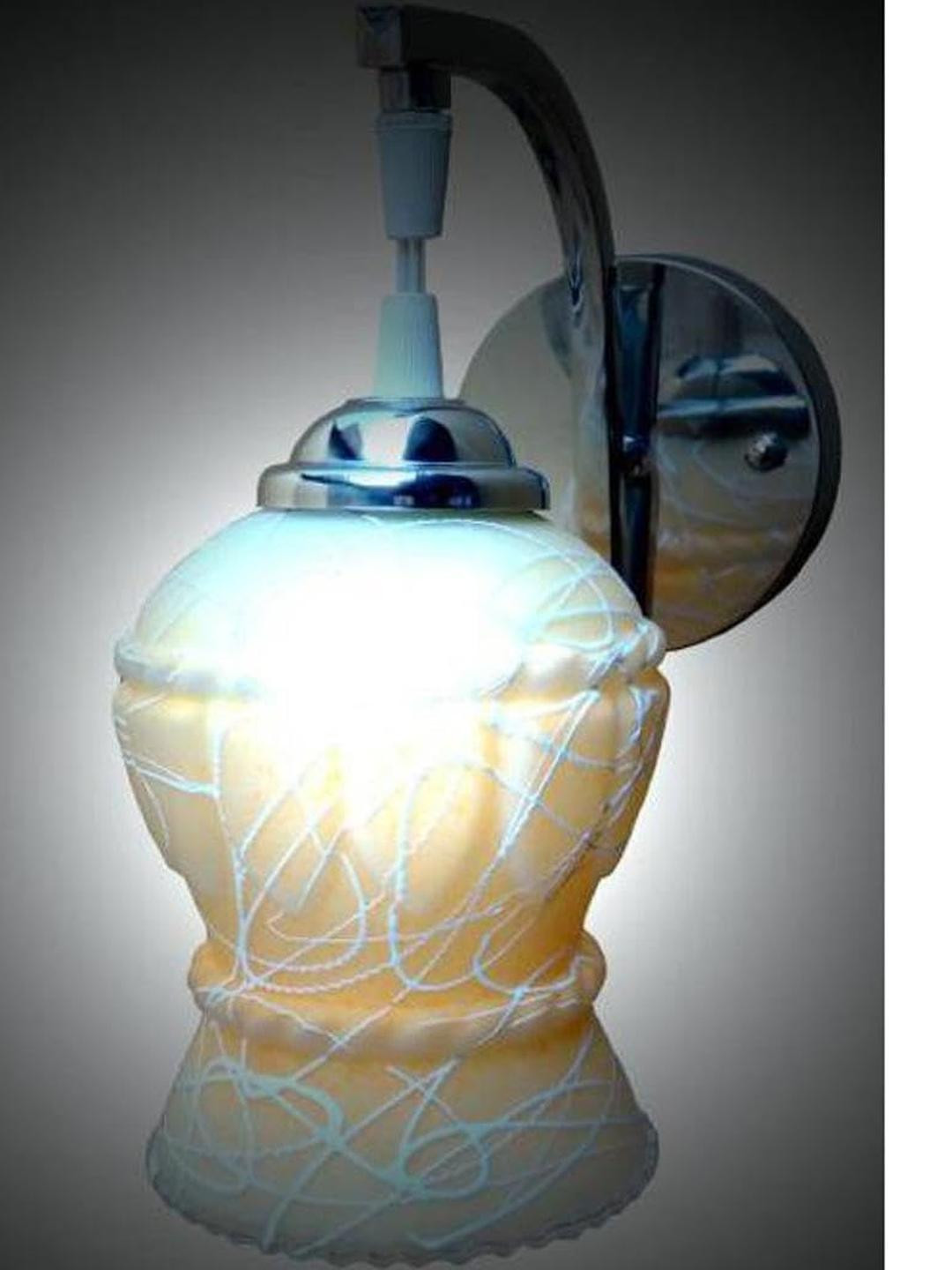 Somil Premium Designer Glass  Wall / Night  Lamp  Elegant  & Stylish Dcor Accent for Modern Interiors, color, Yelllow, White, Size:- 19.5 X 23.5 X 27.5 CM