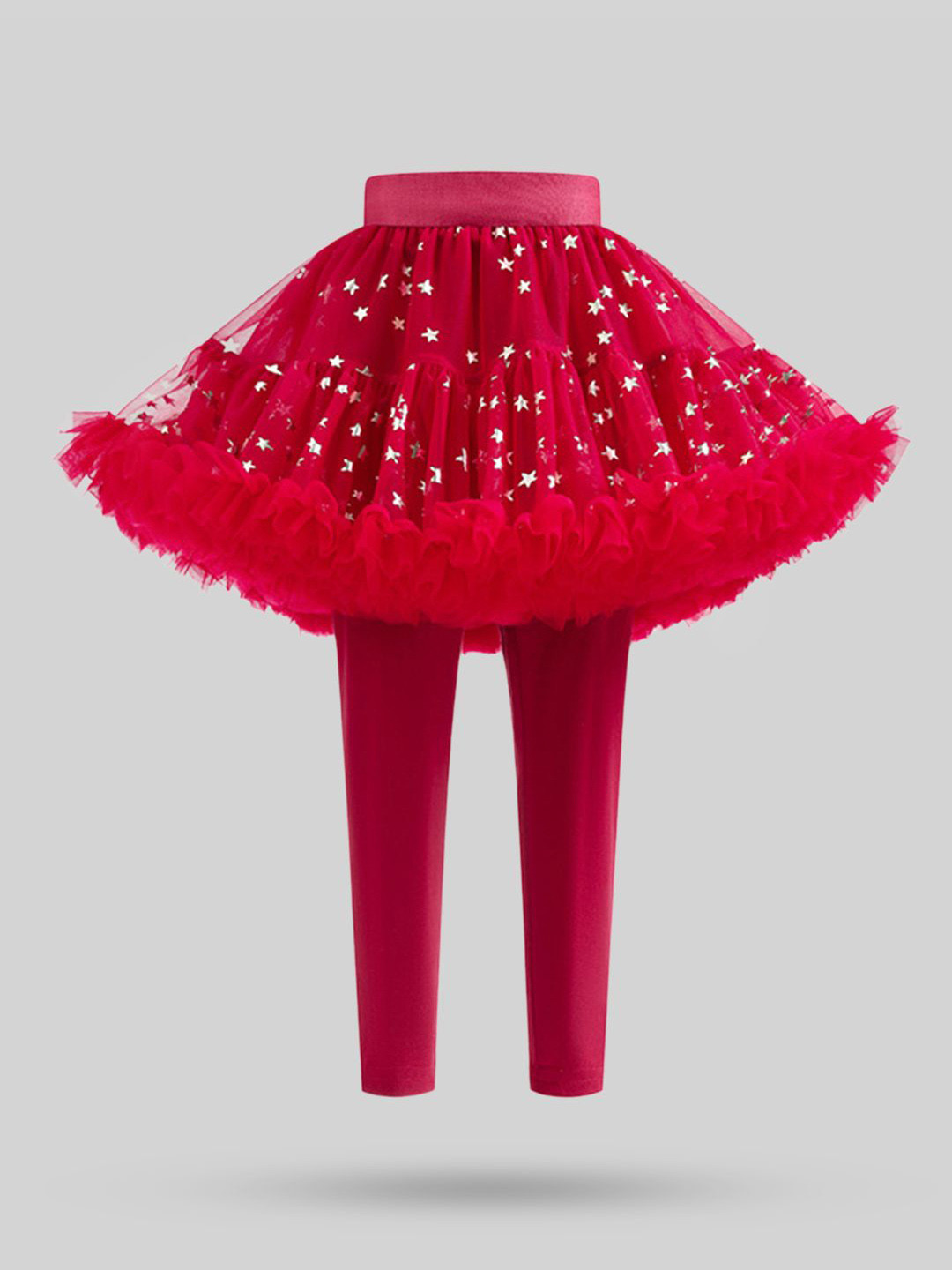 INCLUD Girls Star Printed Tulle Overlay Skirt Tutu Leggings