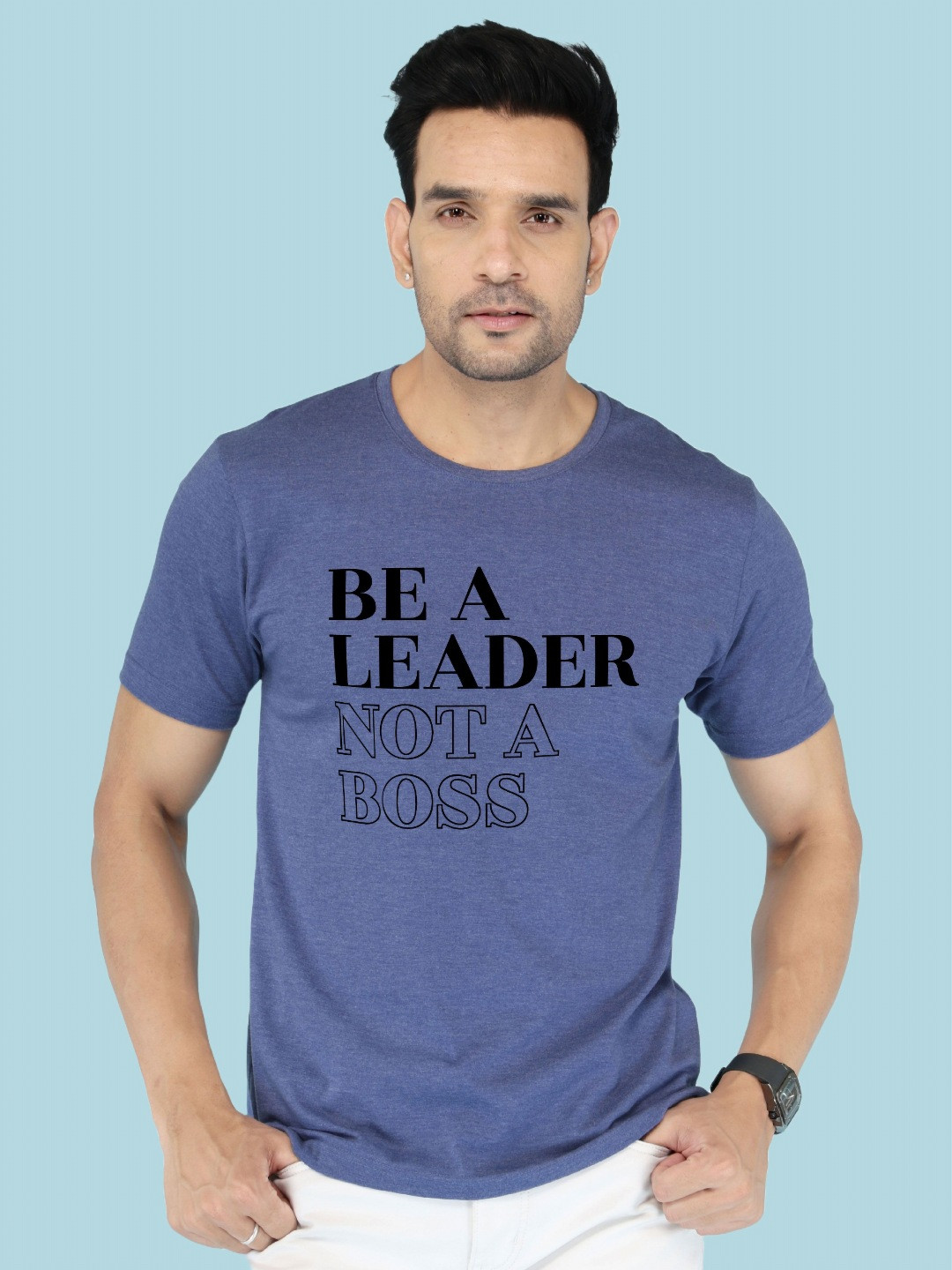 NOBLE HUSTLE Men Typography Printed Round Neck Cotton T-shirt