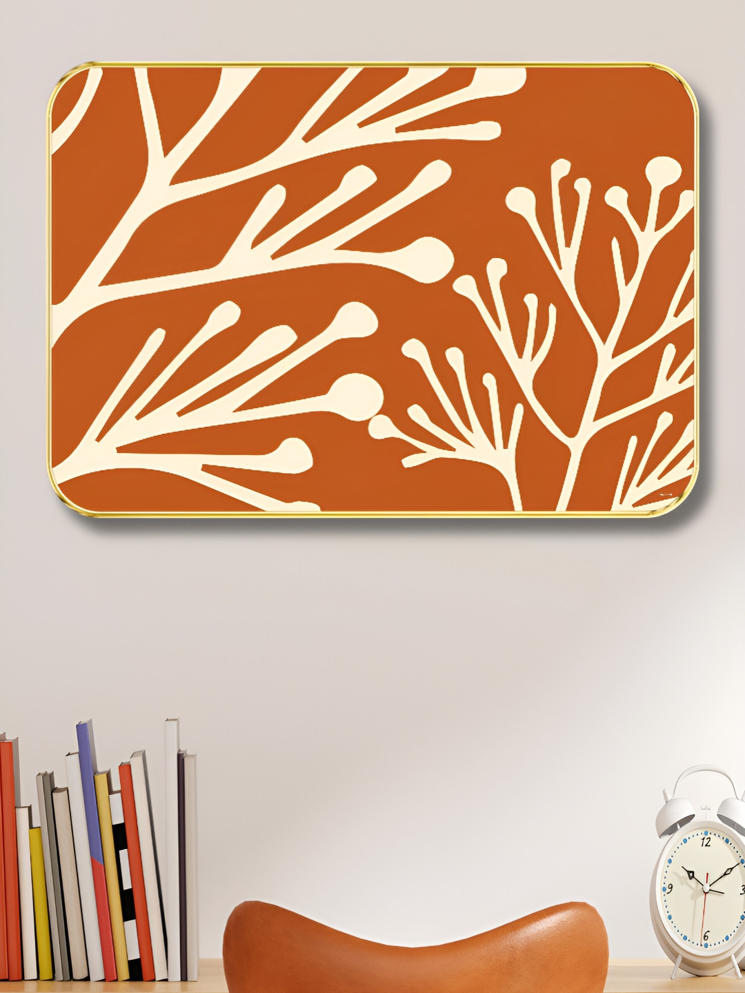 Livin'luxe Orange Colored & Beige Botanical Printed Wall Art
