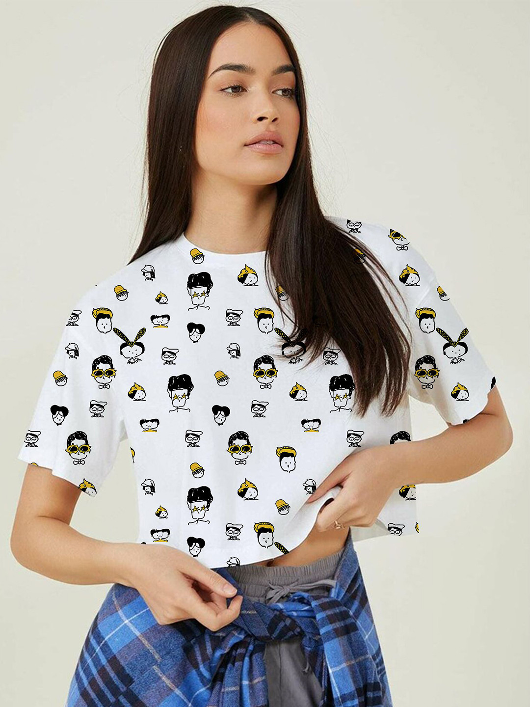 Attire Empire Humour and Comic Printed Round Neck Boxy Crop T-shirt