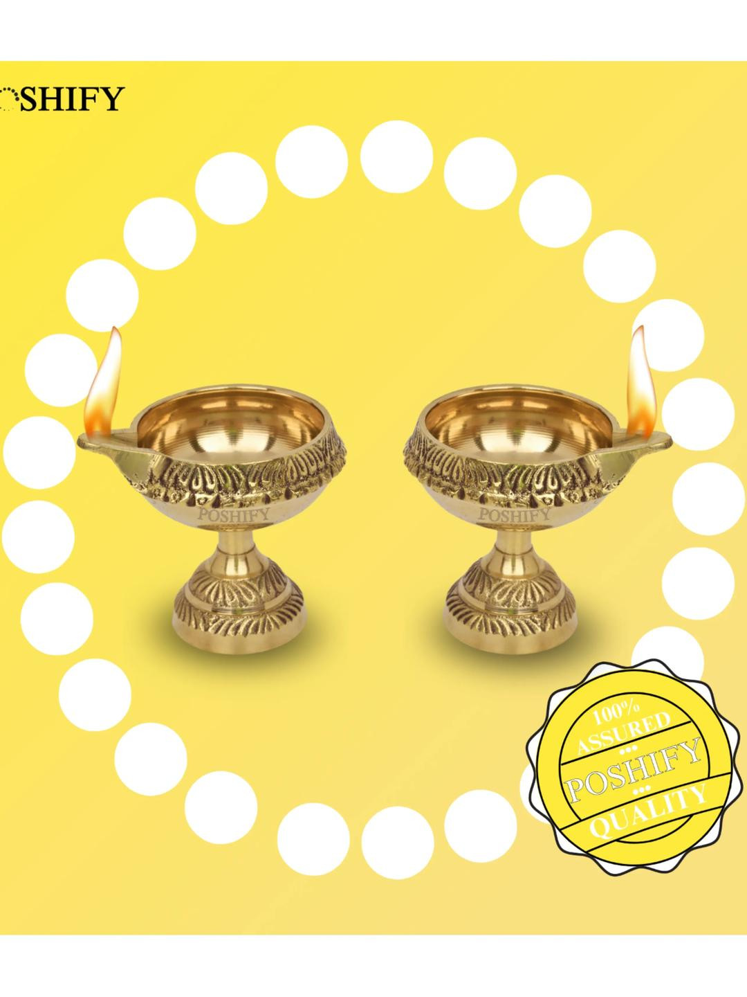 POSHIFY Kuber Brass Diya Long (pack of 2)- Diya for Puja, Home Decor, and Festival Celebrations