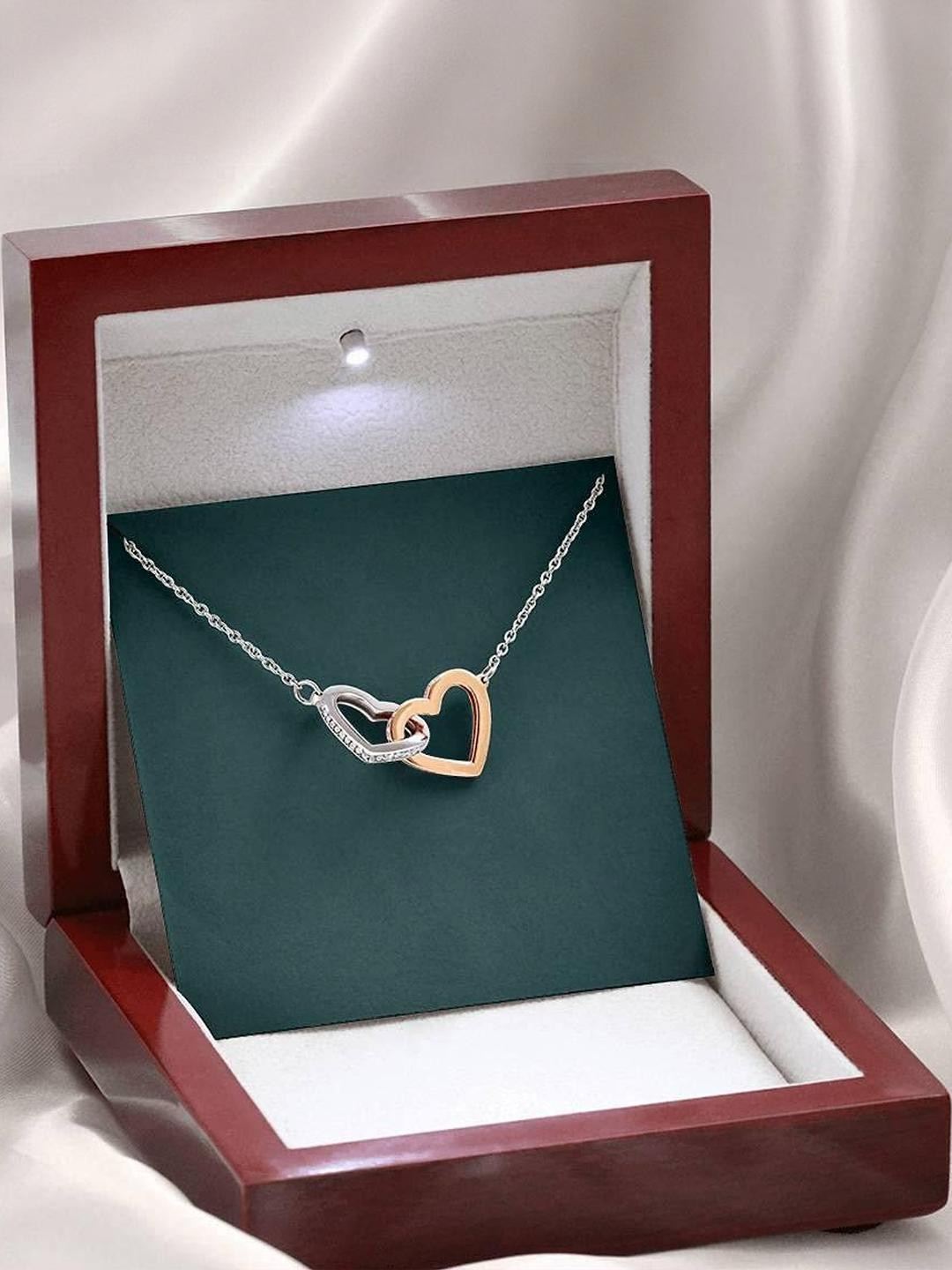 Sterling Silver Gift Girlfriend Necklace, To My Whiskey Girl Interlocking Necklace Message Card Gif