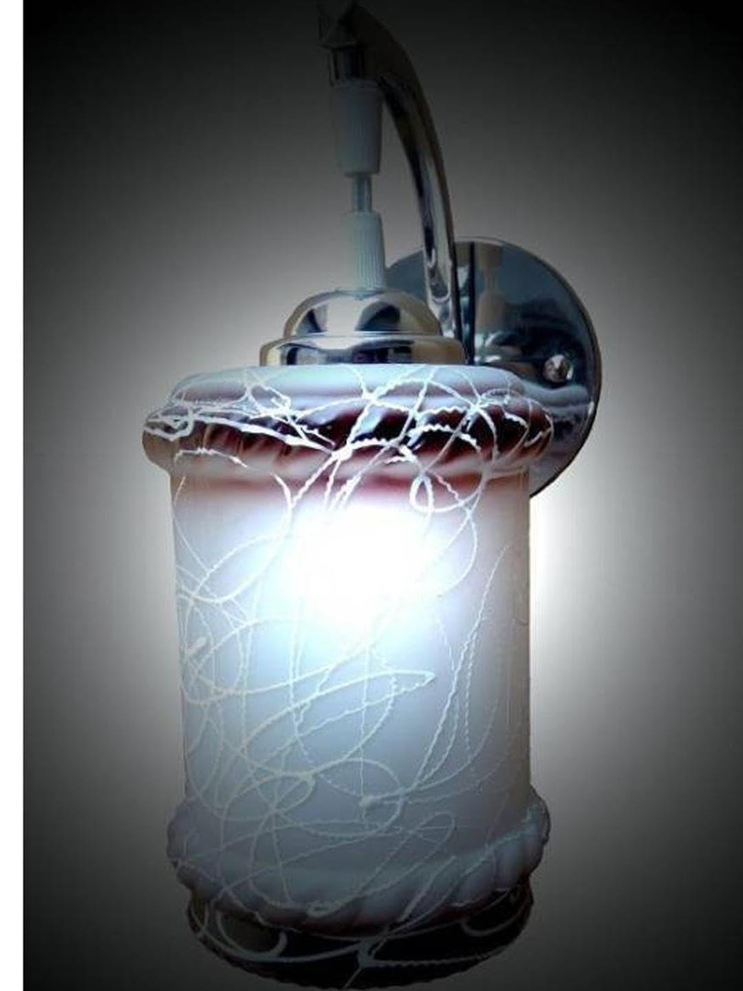 Somil Premium Designer Glass  Wall / Night  Lamp  Elegant  & Stylish Dcor Accent for Modern Interiors, color, Brown, White, Size:- 20.5 X 24.5 X 29.5 CM