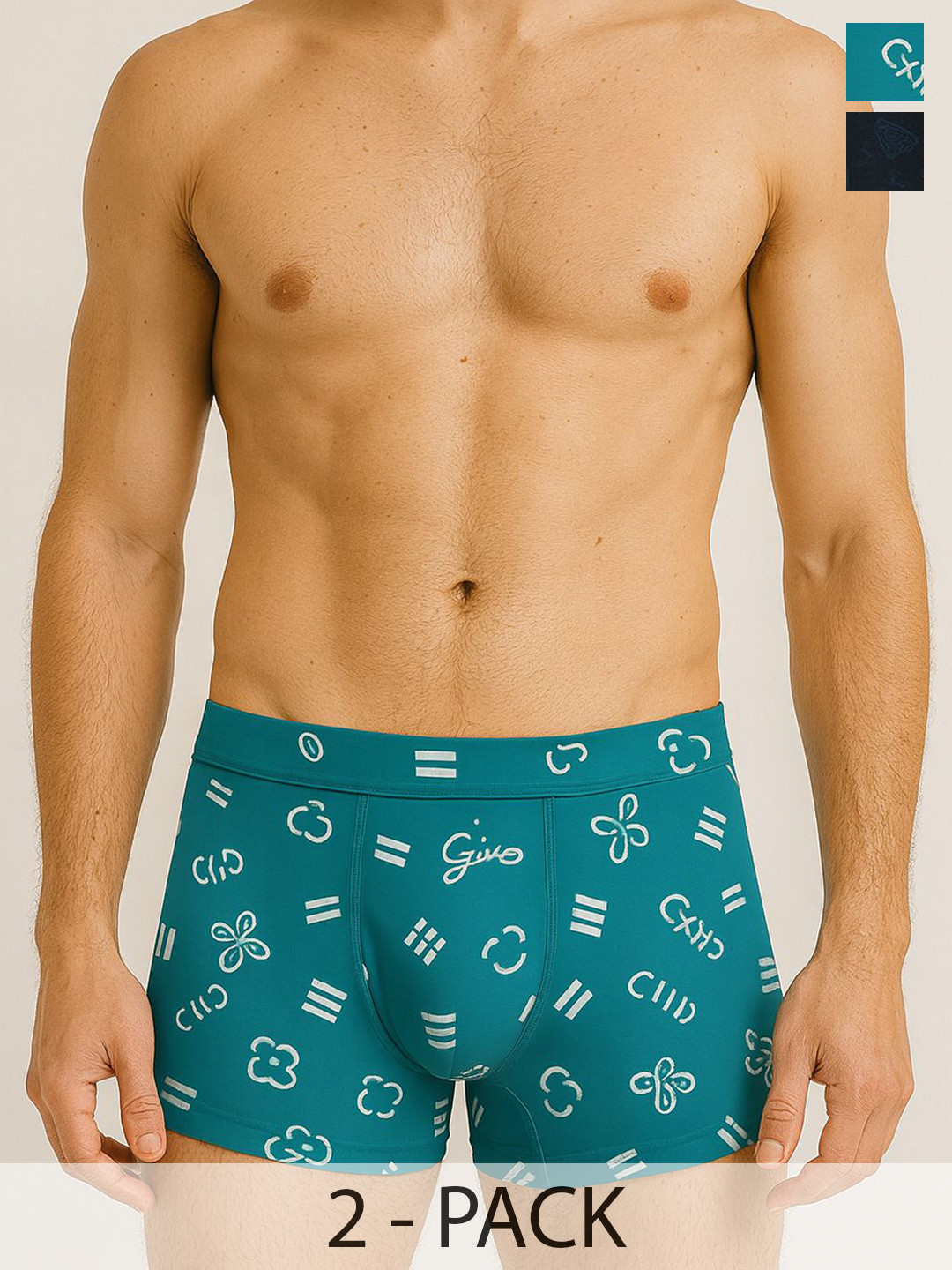 DISPENSER Men Pack Of 2 Printed Breathability Trunks PACK OF 2-MESH-M1-M2-S