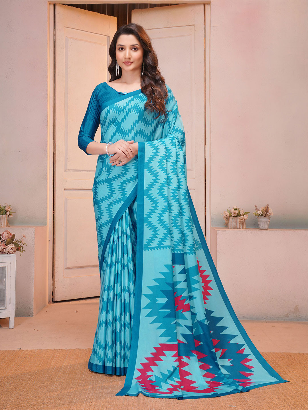 Garden Vareli Striped Pure Crepe Saree