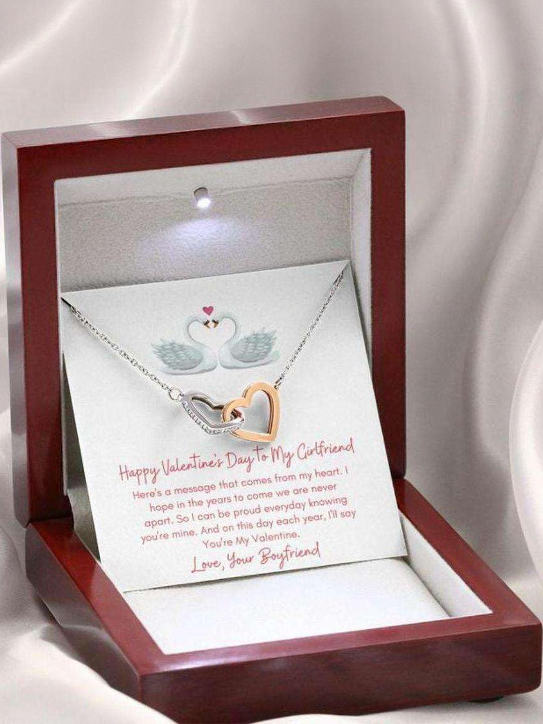 Sterling Silver Gift Girlfriend Necklace, Gift Necklace With Valentines Day Message Card To Girlfri