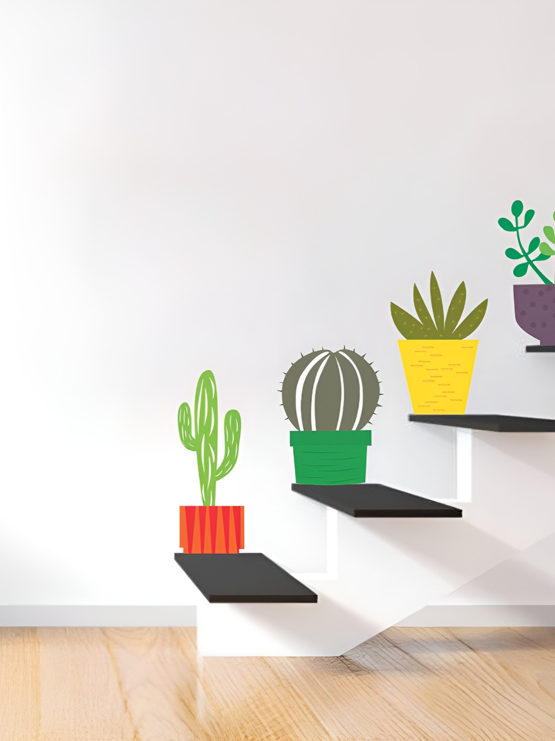 LANSTICK Green & Yellow Printed Plant Pot Wallsticker