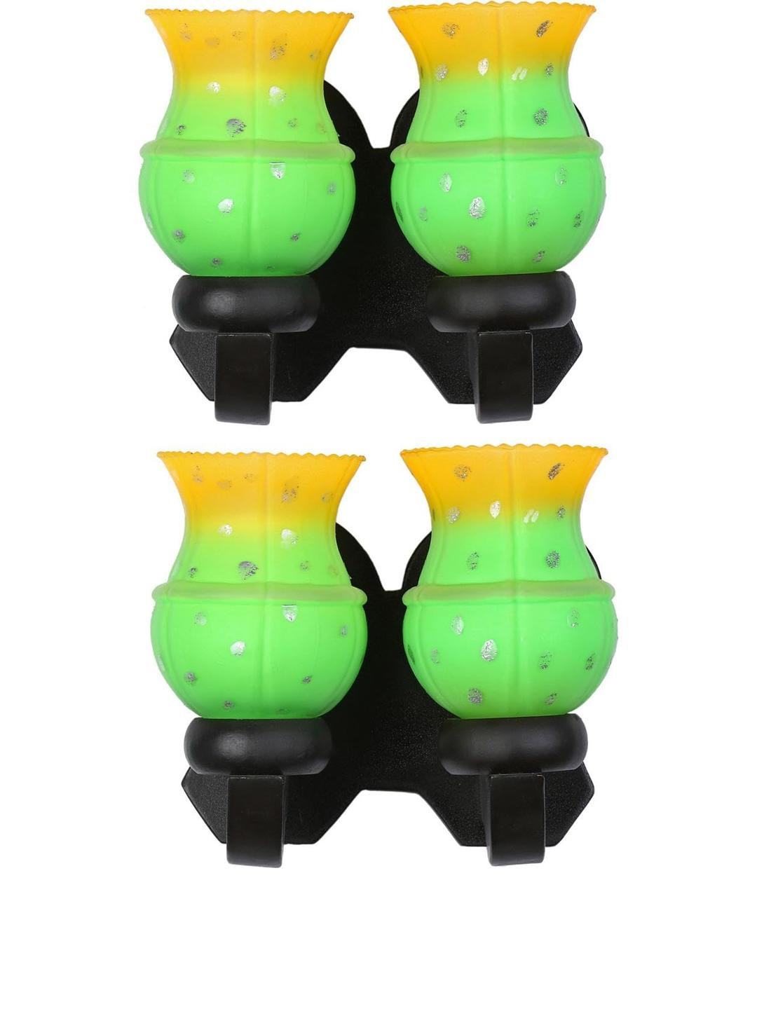 Somil Premium Designer Glass Wall / Night Lamp  Elegant & Stylish Dcor Accent for Modern Interiors, color- Green, Yellow, Size, 28.5 X 23.5 X 28.5 CM