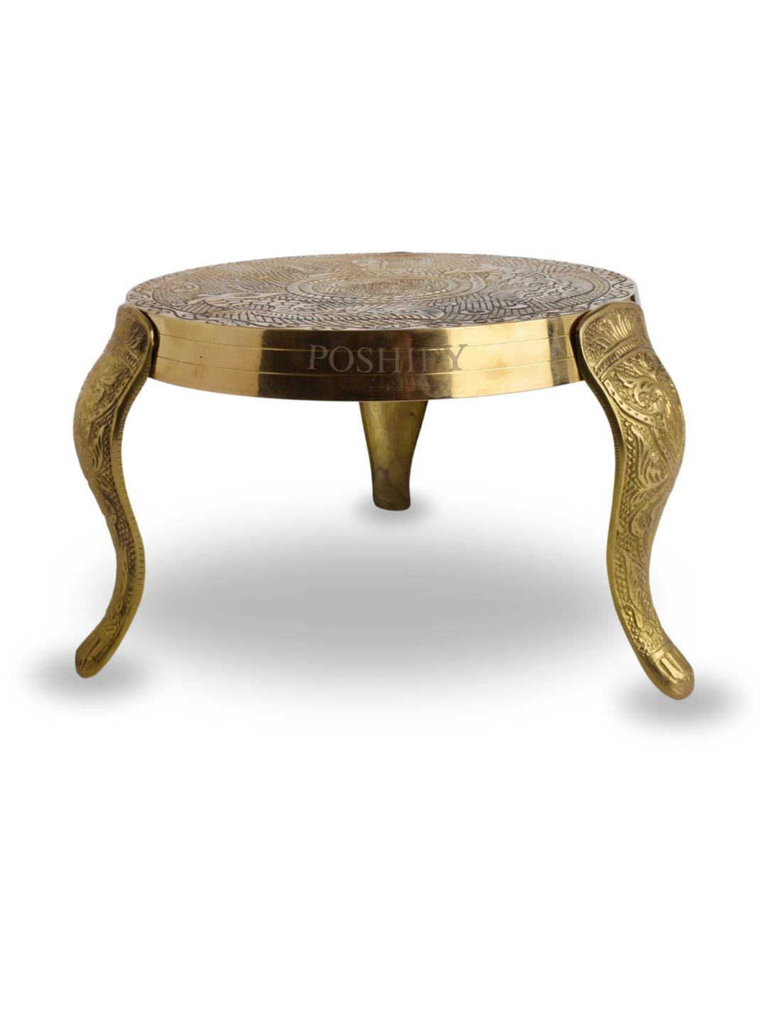 POSHIFY Mukali (3-Leg Stool) - Brass Stand for Idol or Diya