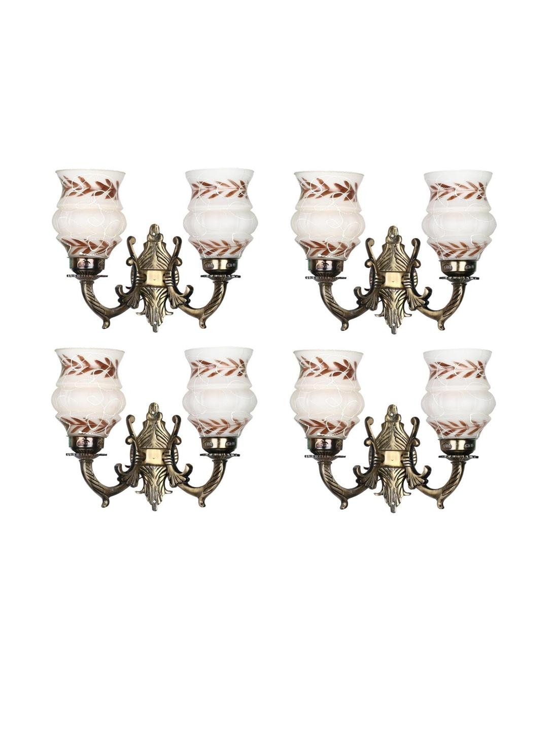 Somil Premium Designer Glass Wall / Night Lamp  Elegant & Stylish Dcor Accent for Modern Interiors, color- White, Brown, Size, 20 X 27.5 X 34.5 CM