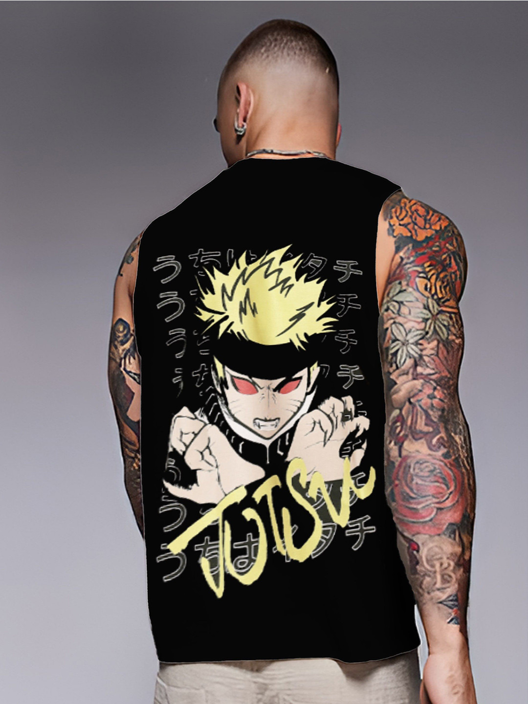 Rigo Typography Printed Muscle Fit Sleeveless Cotton T-shirt