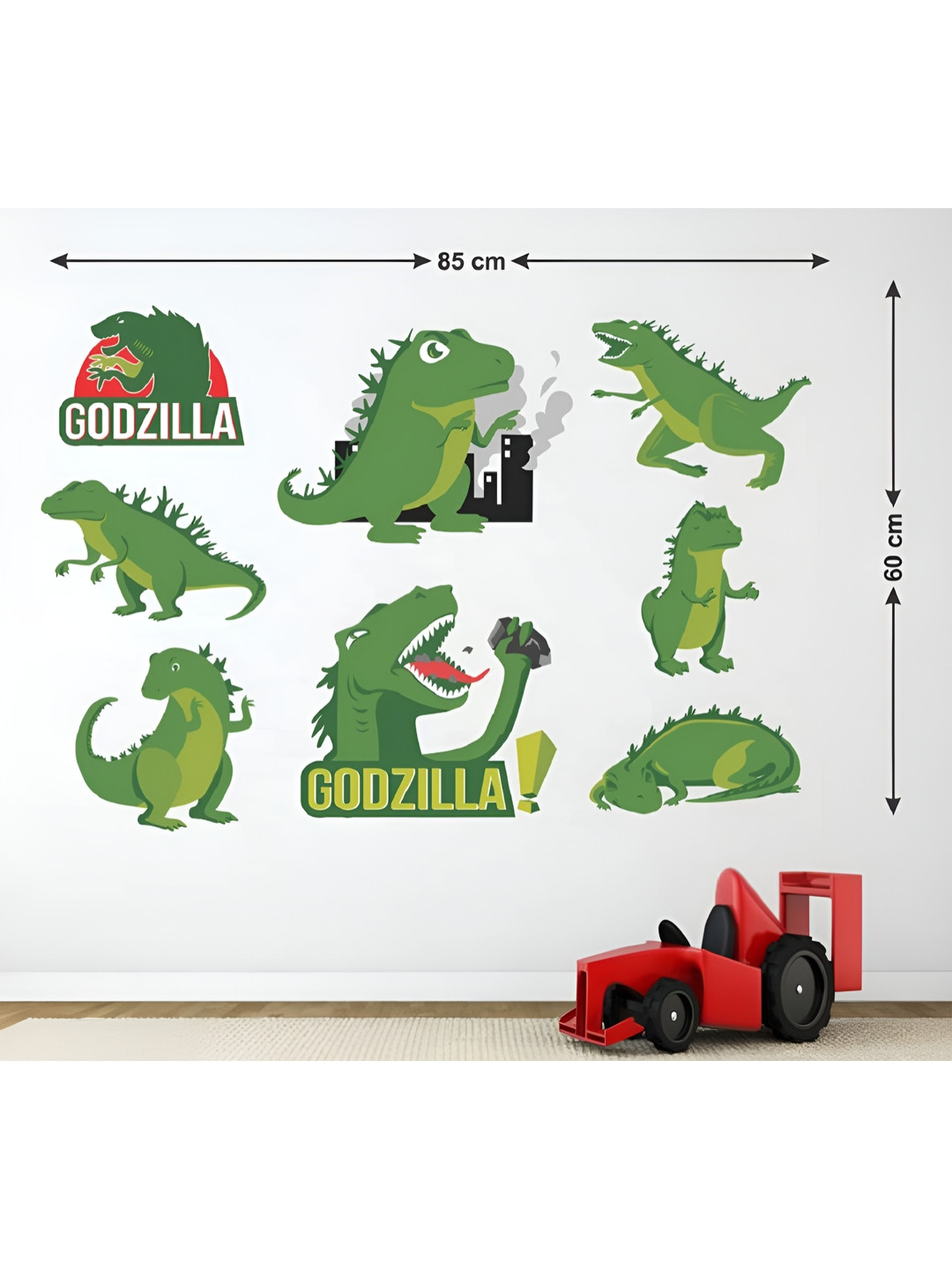 LANSTICK Green & Red Godzilla Printed Heat Resistance Wallpaper