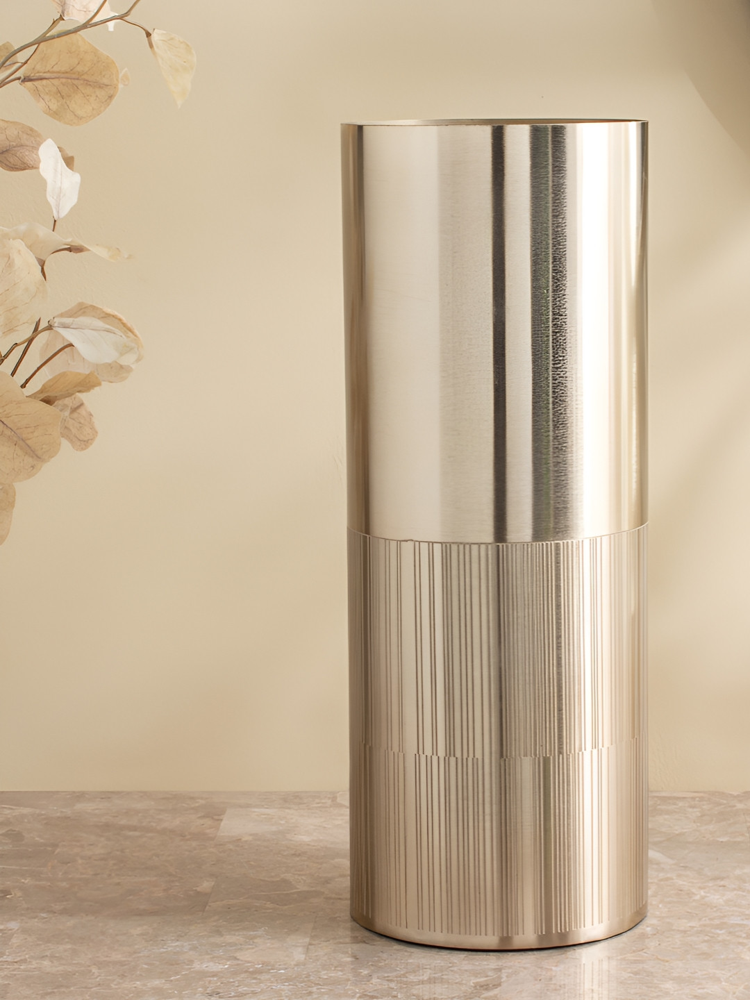 Home Centre Ember Opt Linix Etching Gold-Toned Vase