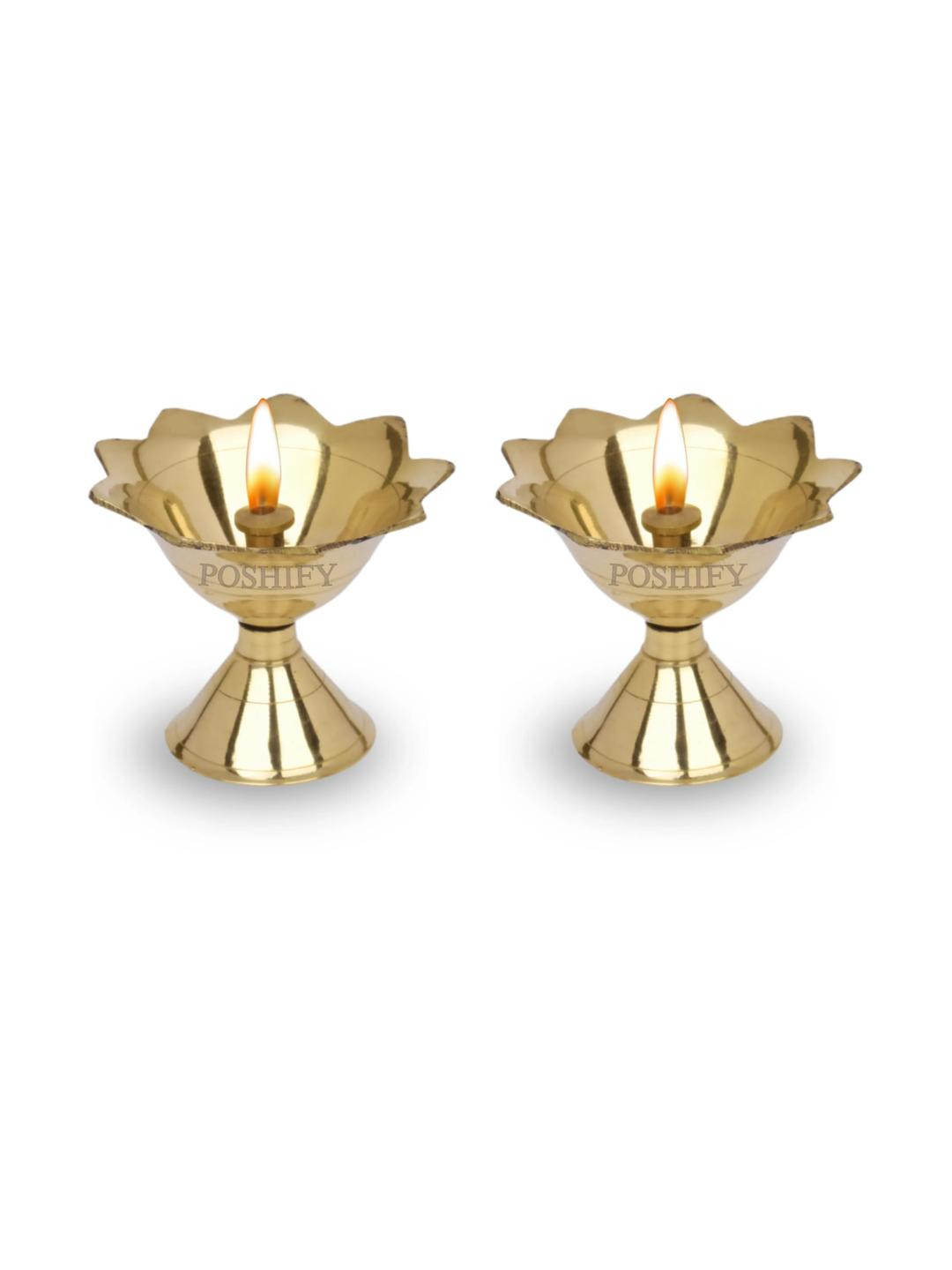 POSHIFY Devdas Brass Diya (pack of 2)- Diya for Puja, Home Decor, and Festival Celebrations