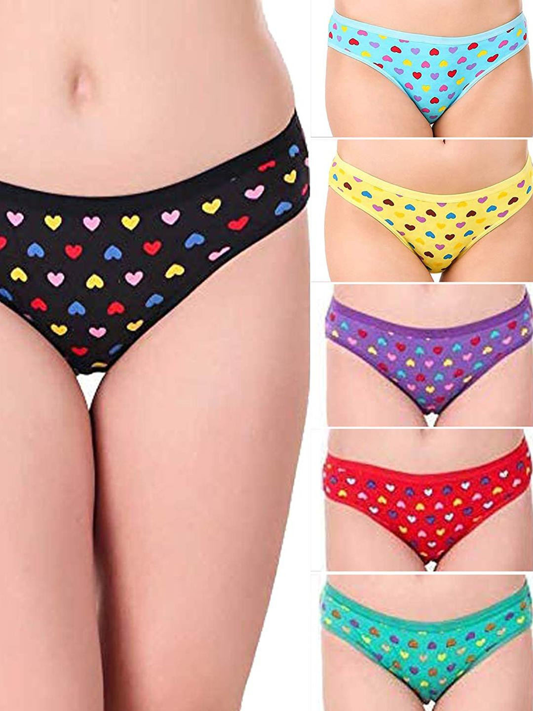 New stylish Red,Blue,Black,Purple,Green,Yellow Cotton Silk Hipster Multicolor Panties Pack of 6