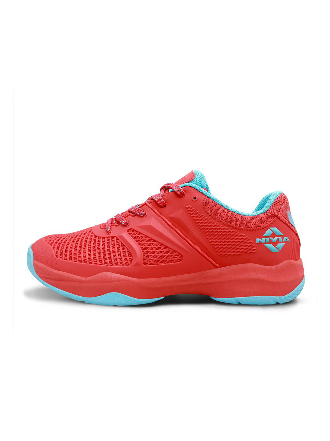 Nivia Men Red and Sky Blue Jury Badminton Shoes