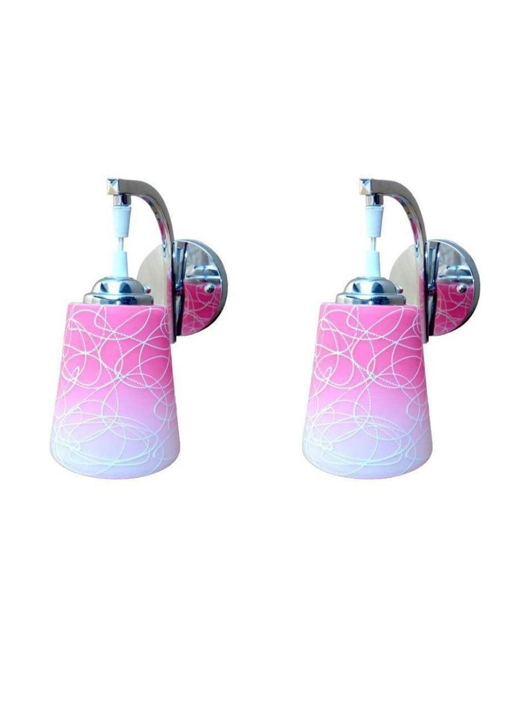 Somil Premium Designer Glass  Wall / Night  Lamp  Elegant  & Stylish Dcor Accent for Modern Interiors, color, Pink, White, Size:- 19.5 X 23.5 X 26 CM