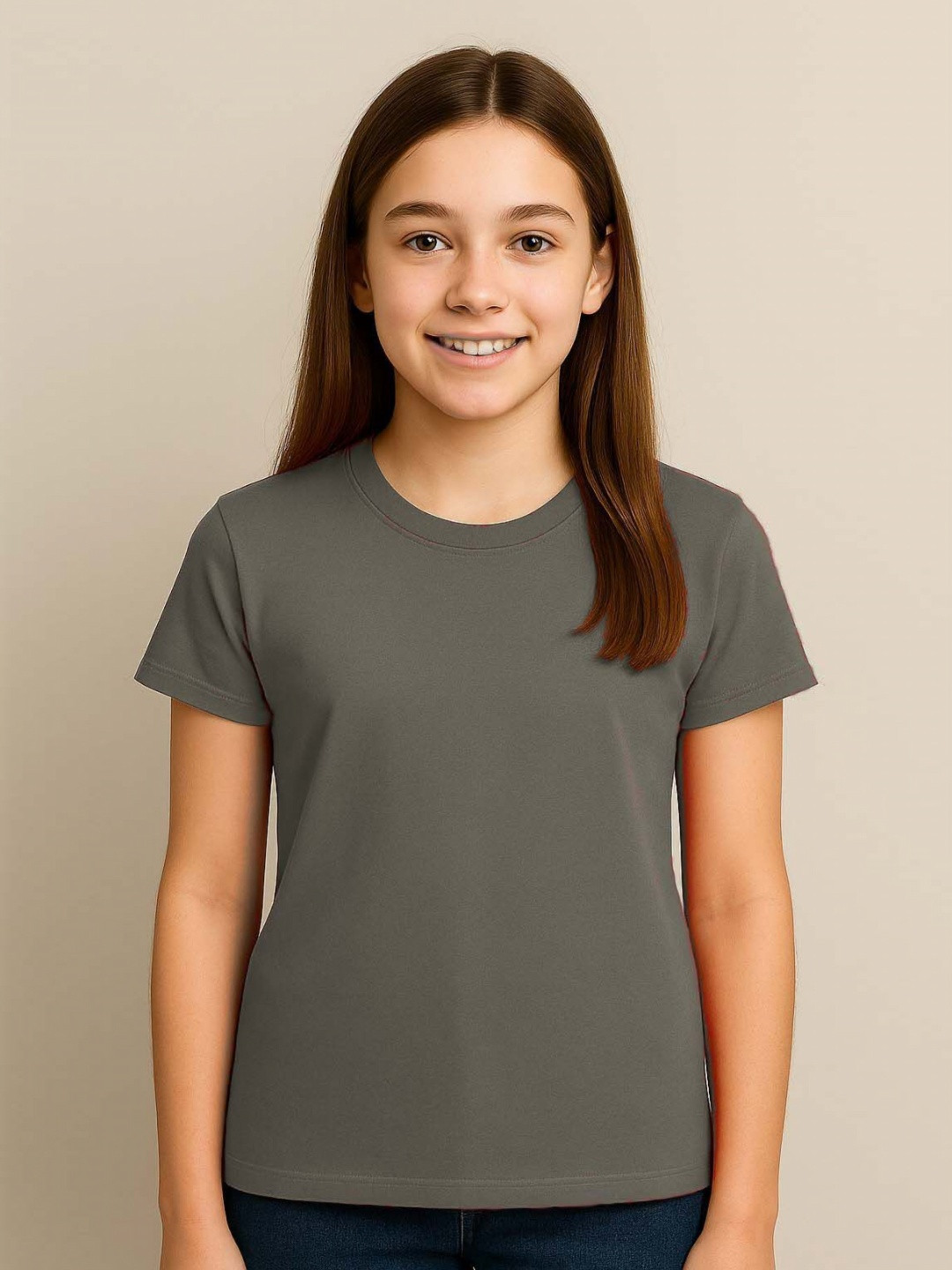 SINI MINI Girls Round Neck Short Sleeves T-shirt